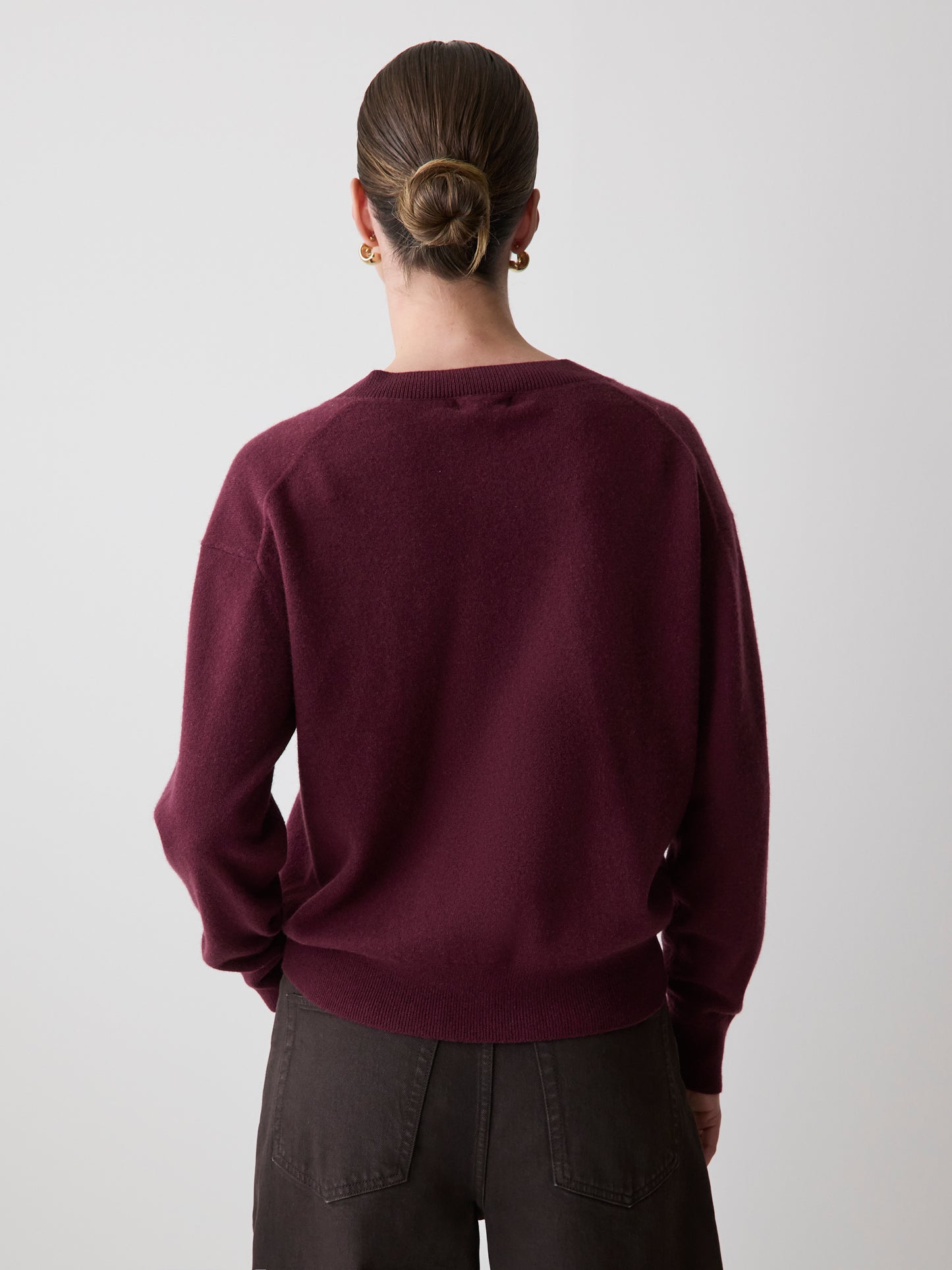 Merino Wool V-Neck Drop Shoulder Sweater