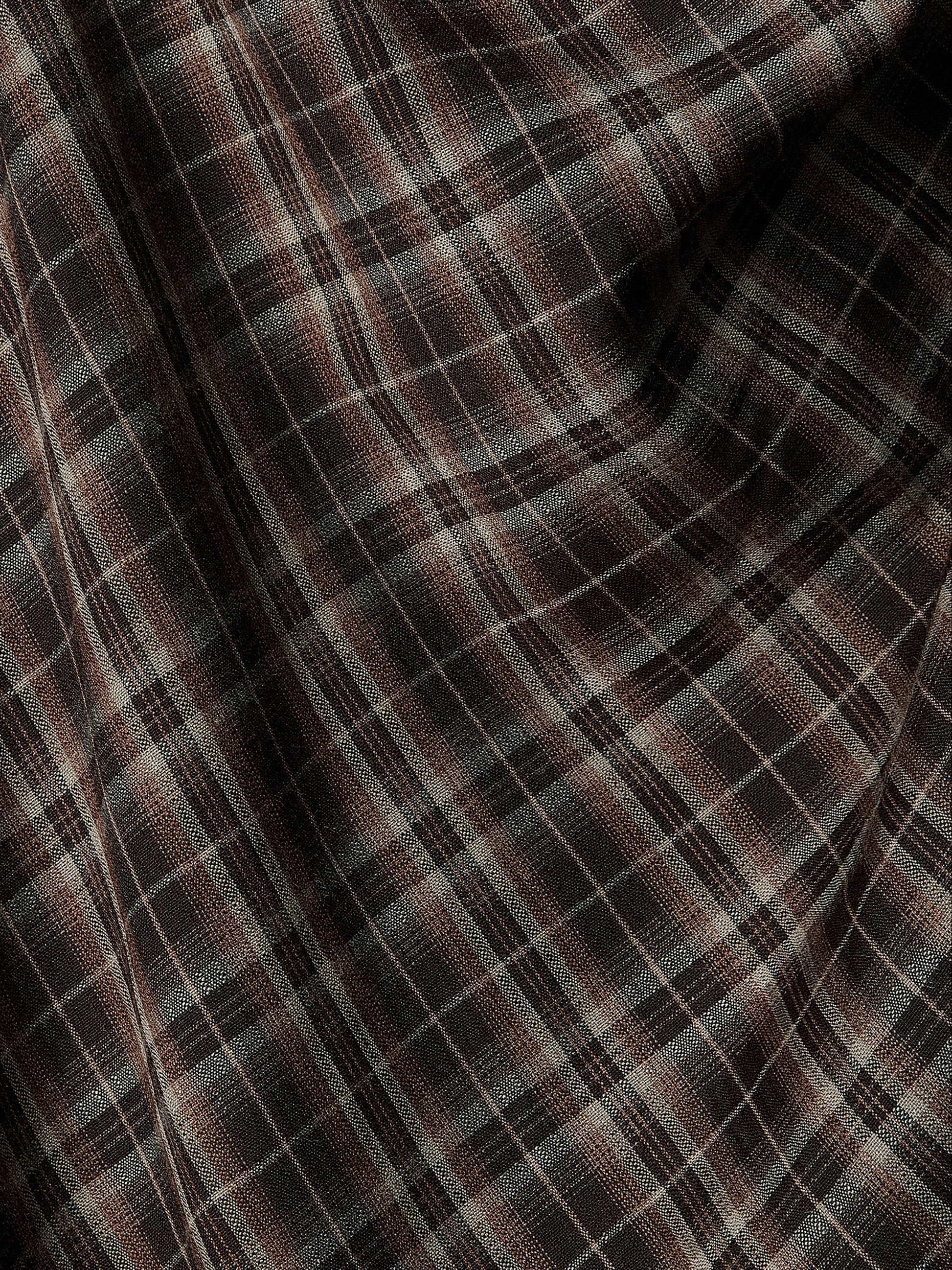 Woven Plaid Draped Maxi Skirt