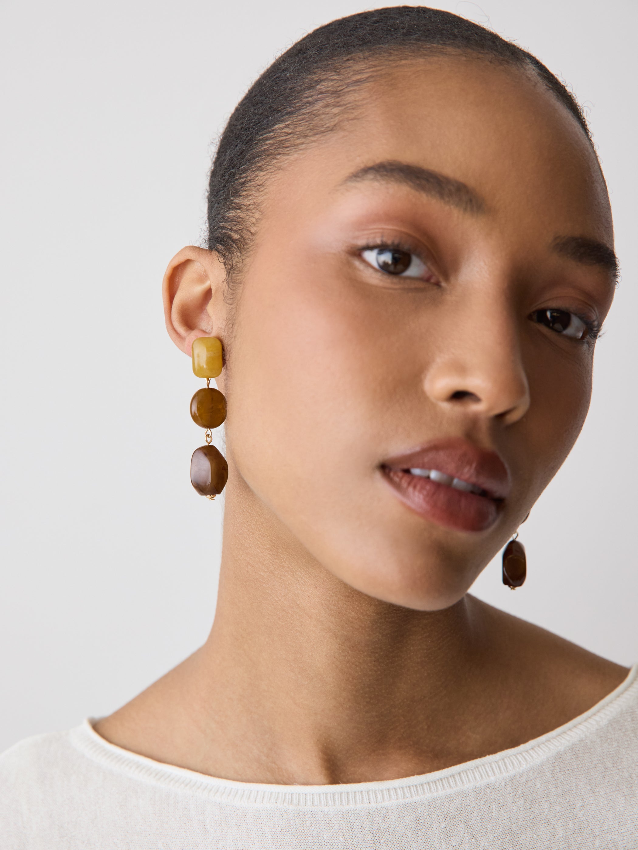Earrings with Resin-Stone Pendants