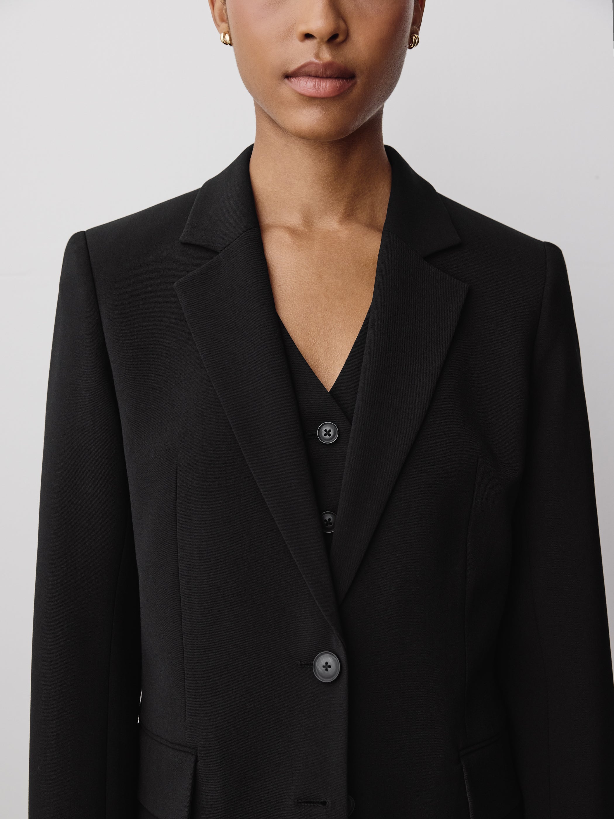 Relaxed-Fit Two-Button Twill Blazer