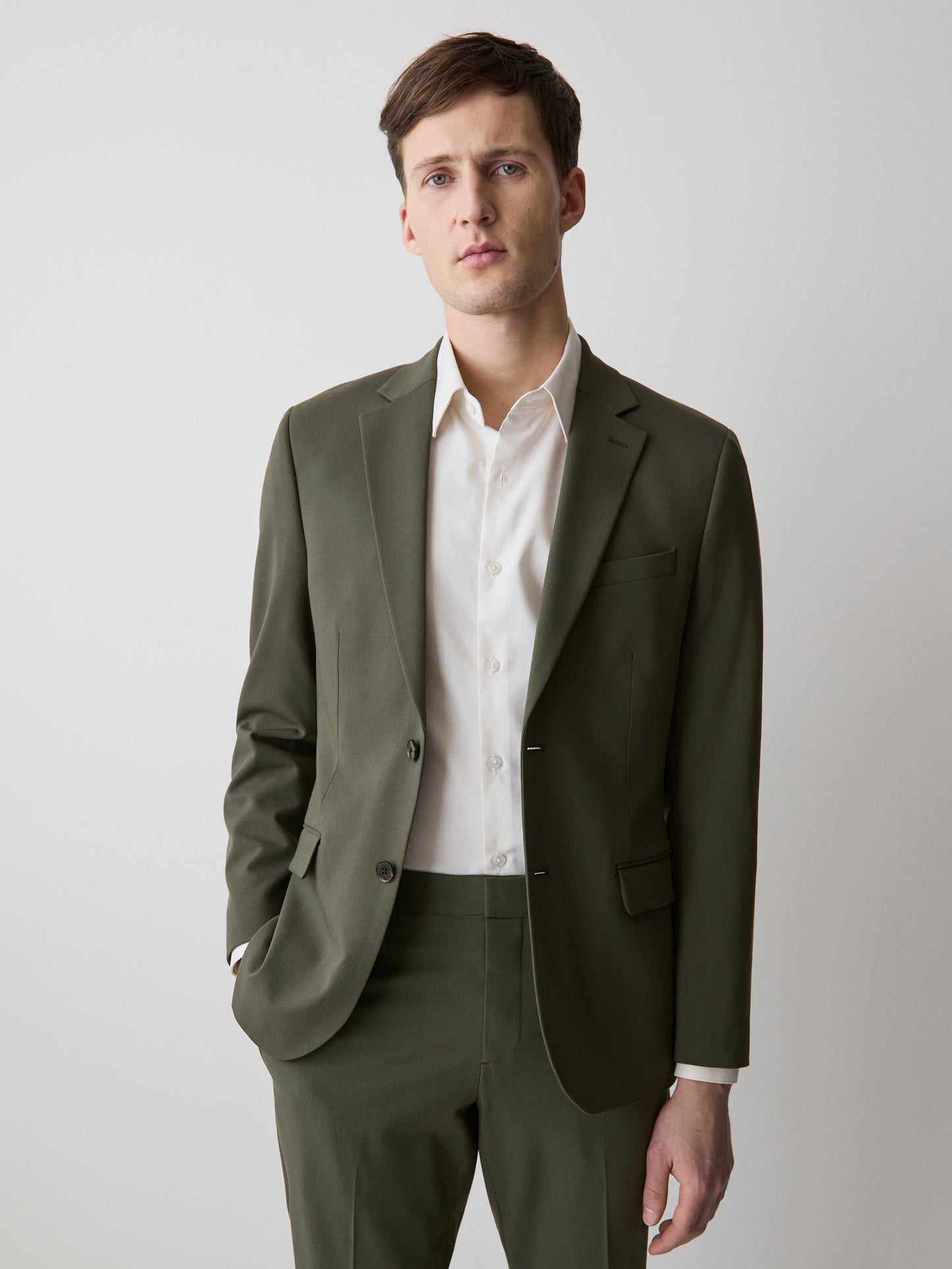 Slim-Fit Dark Green Suit Blazer