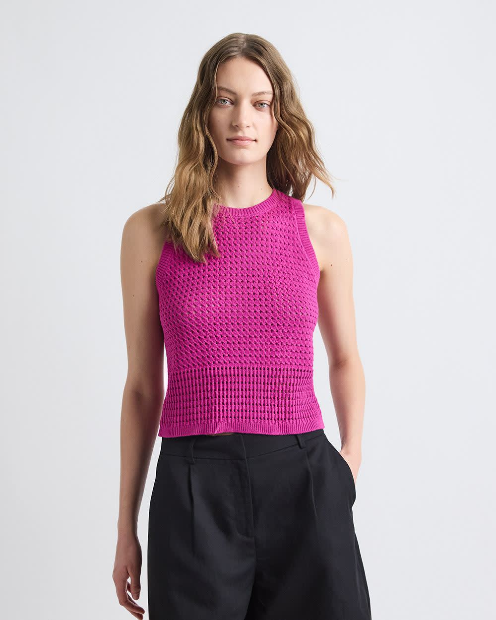 Sleeveless Short Crochet Sweater