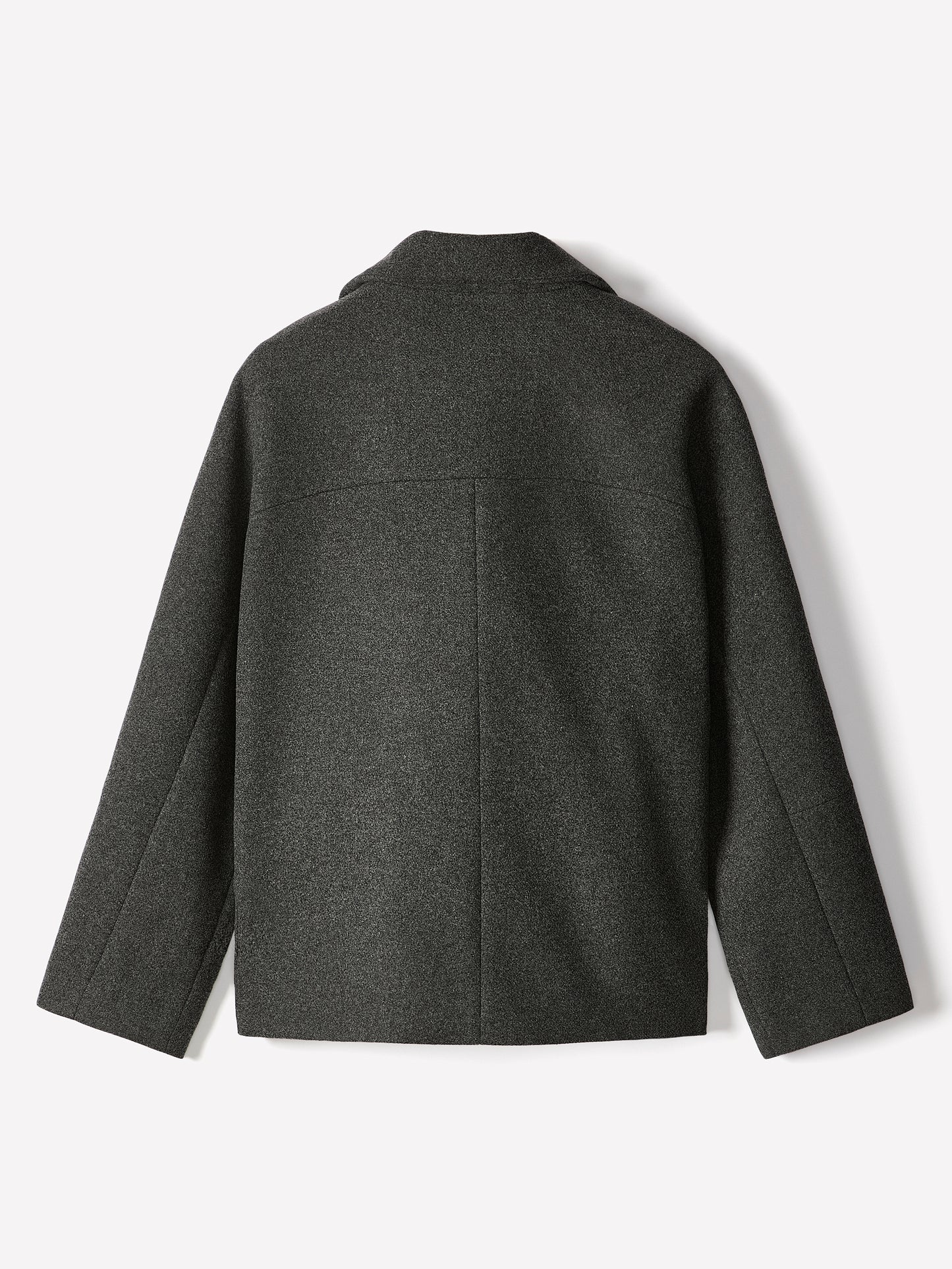 Wool Blend Short Jacket with Funnel Neck