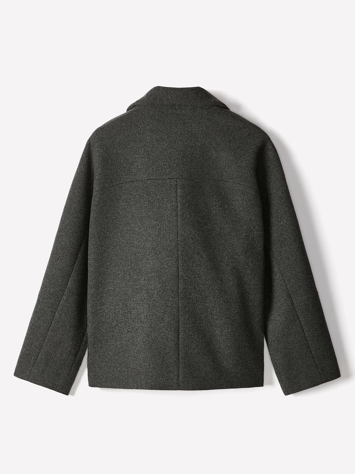 Wool Blend Short Jacket with Funnel Neck
