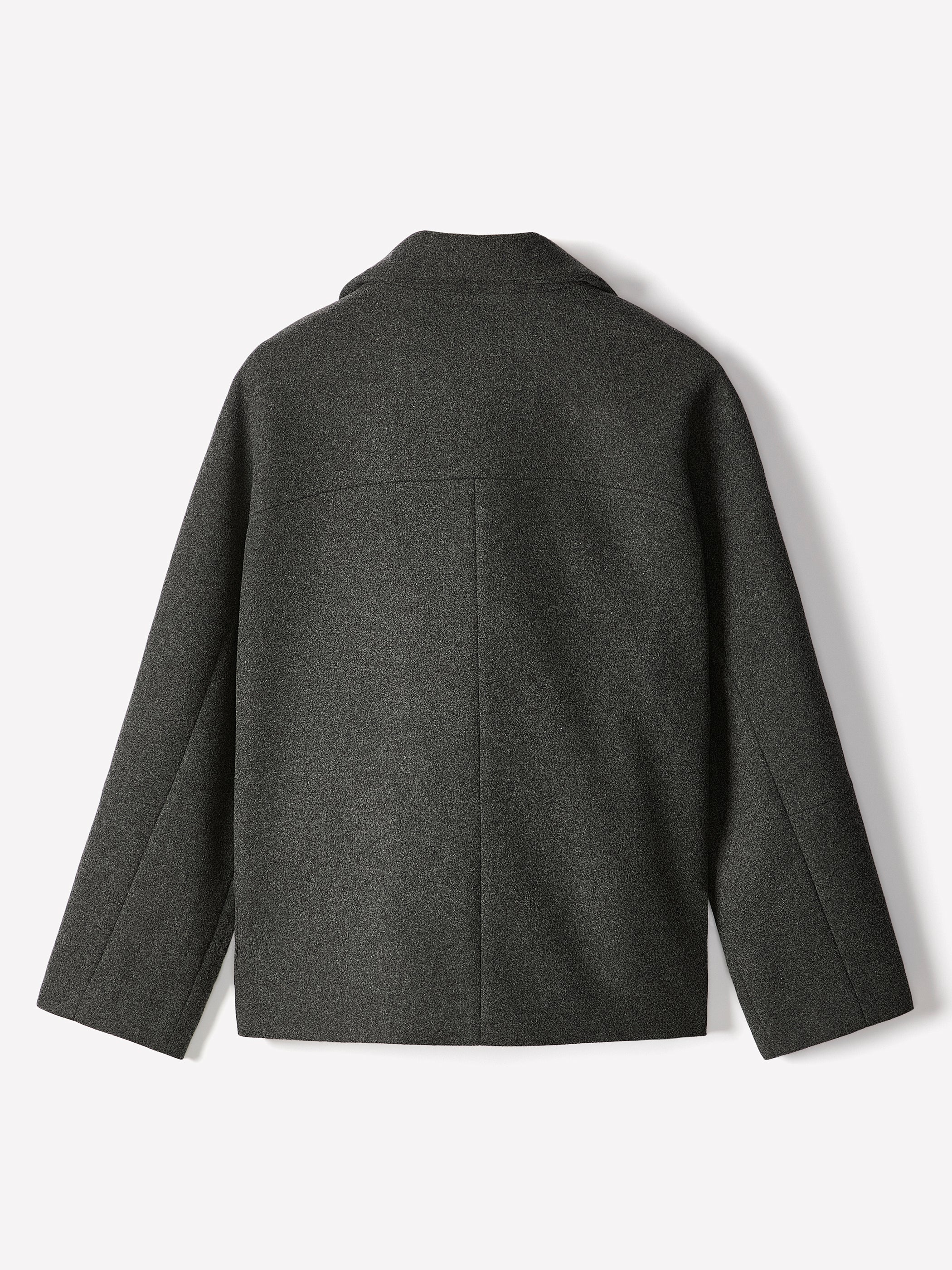 Wool Blend Short Jacket with Funnel Neck