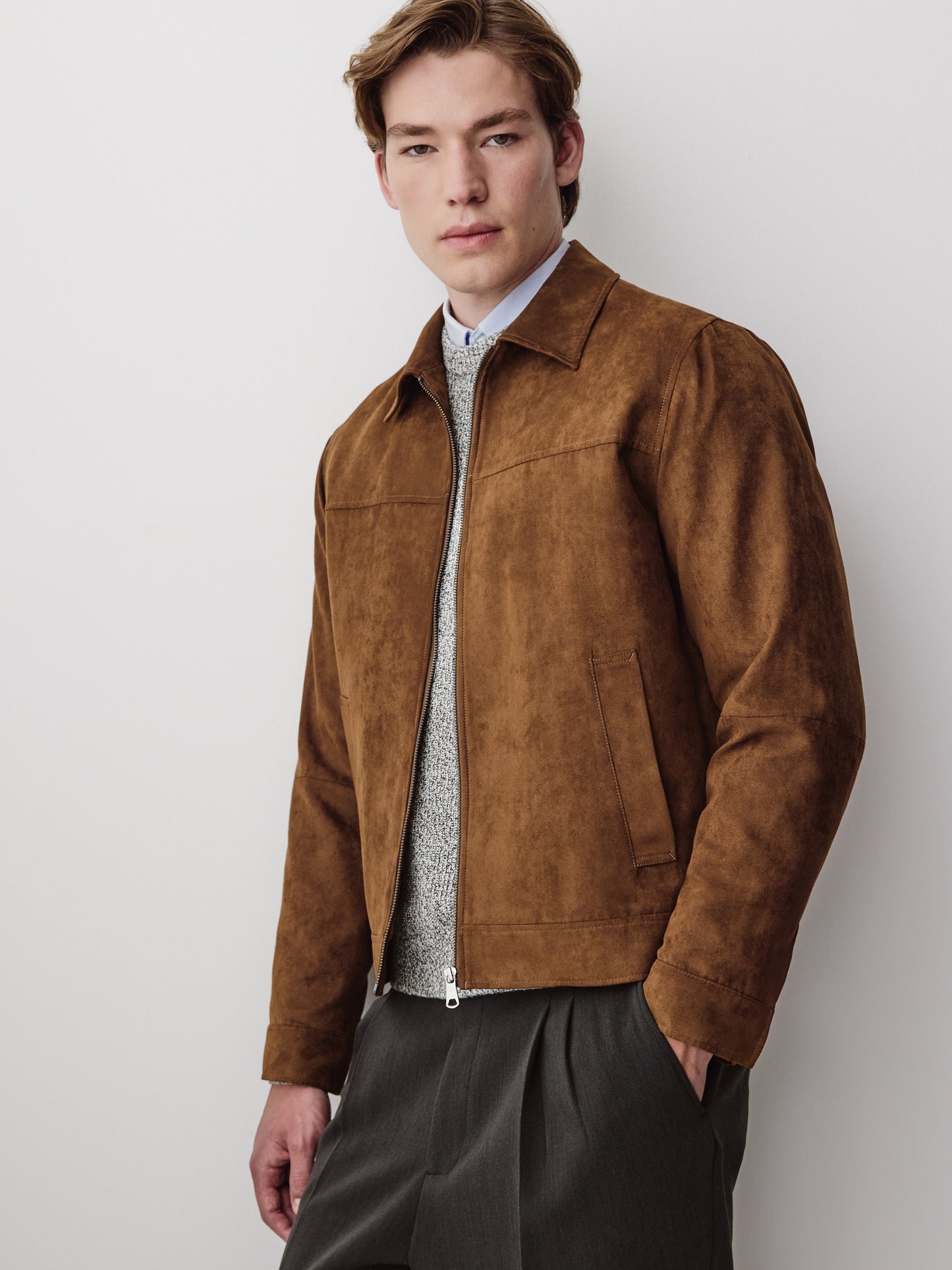 Woven Mens Jacket Faux Suede 100% Polyester