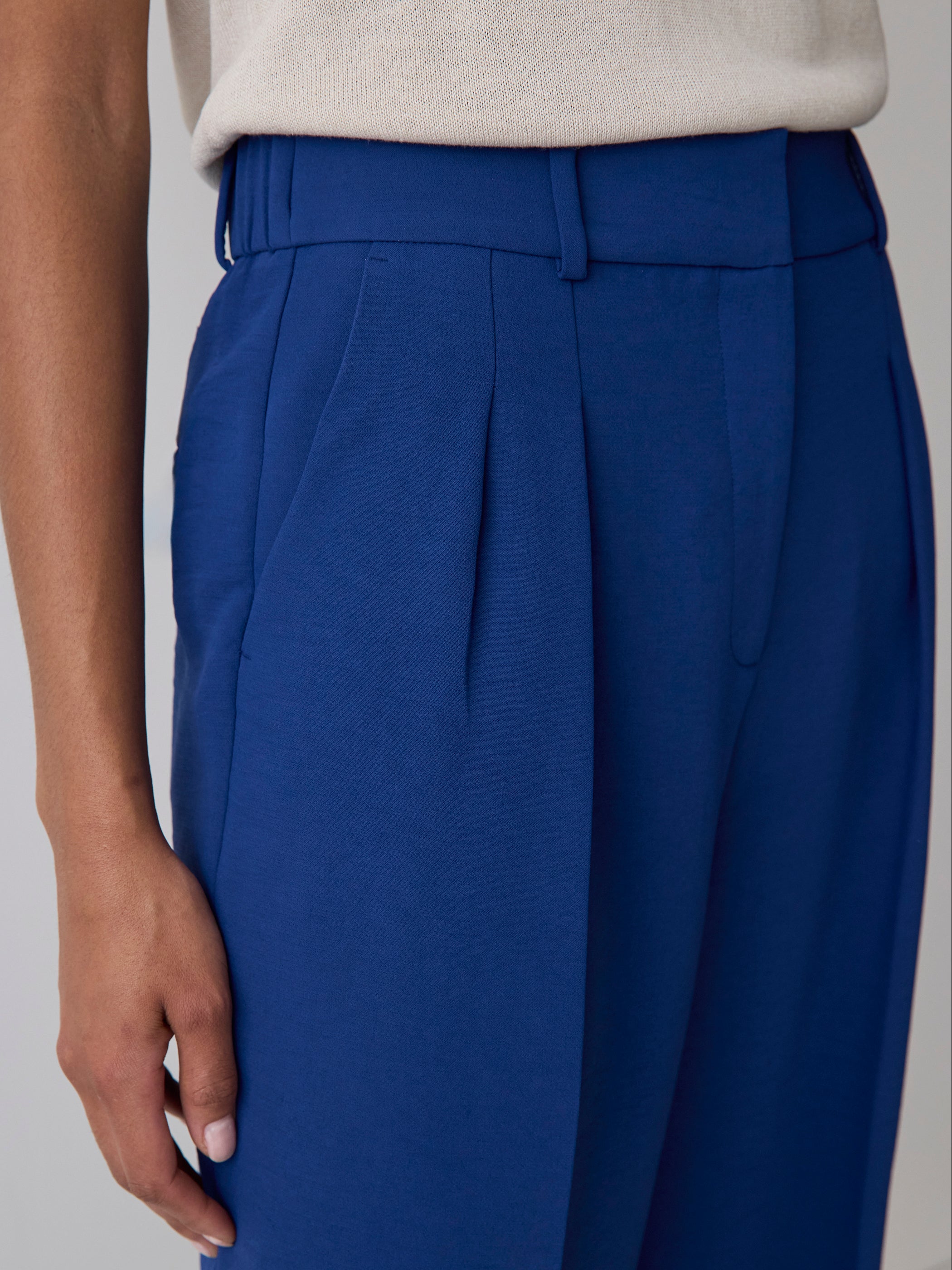 Wide Leg High Rise Woven Pant with Pleats