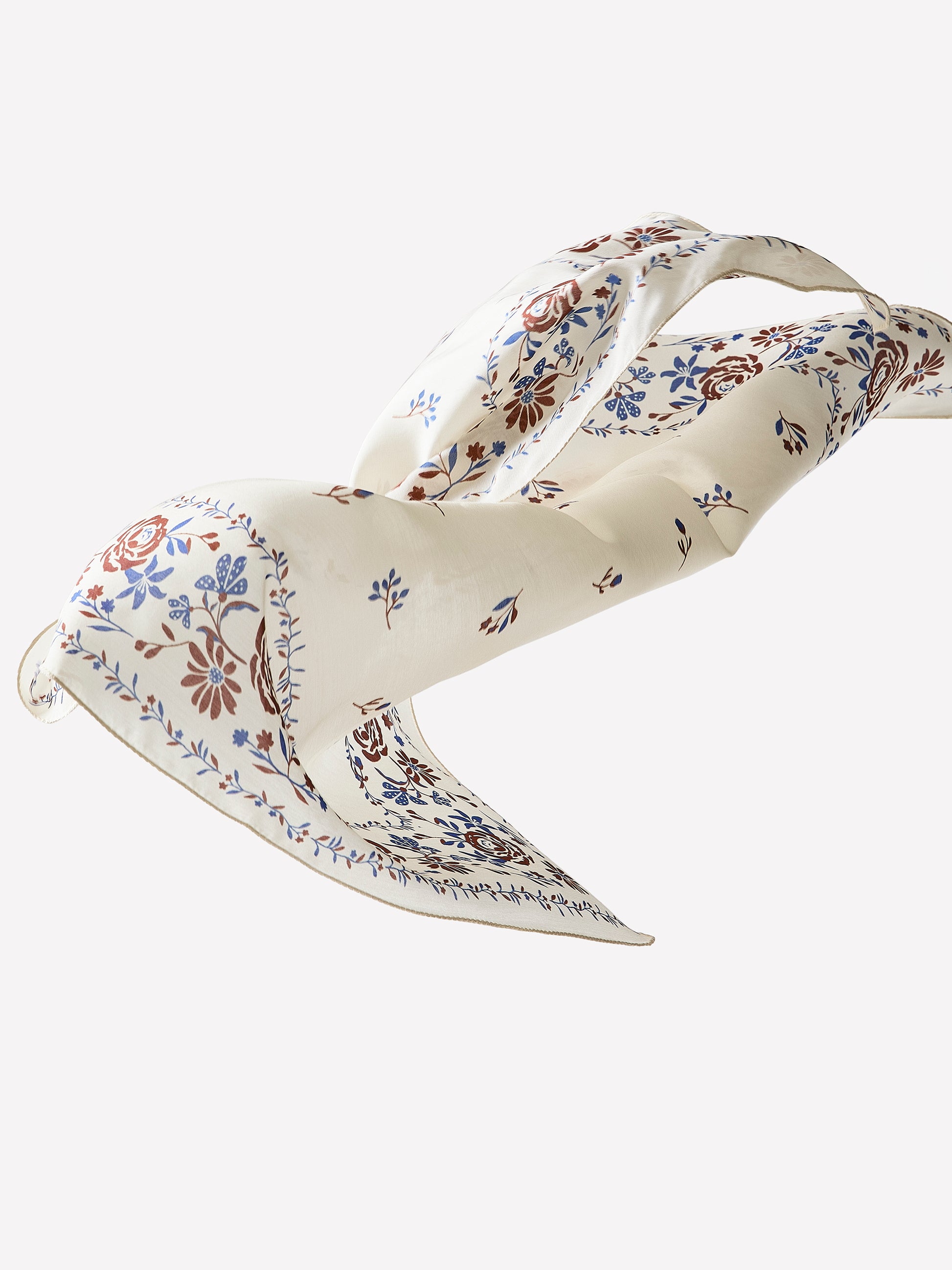 Square Silk Blend Floral Scarf 27"x27"