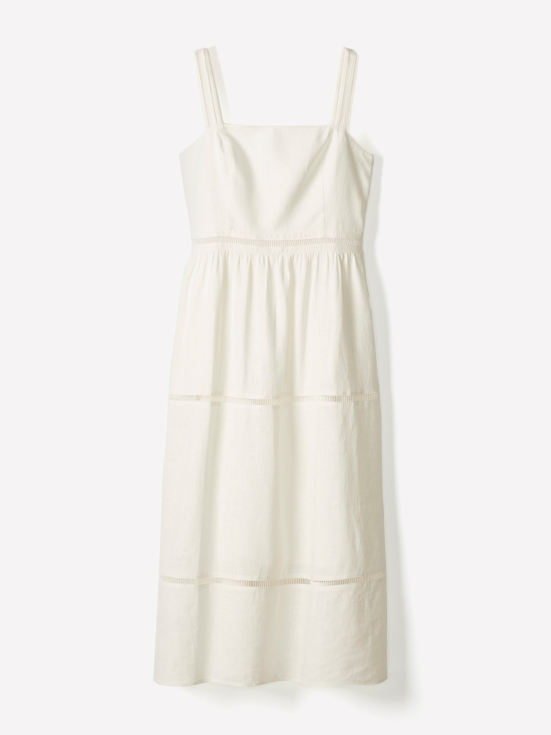 Sleeveless Square-Neck Linen-Blend Midi Dress