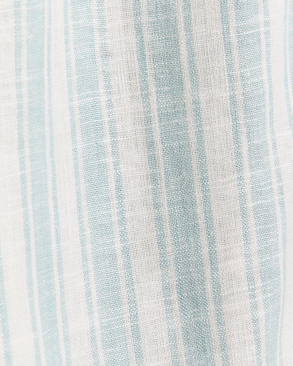 Short-Sleeve Linen-Blend Blouse with Removable Belt