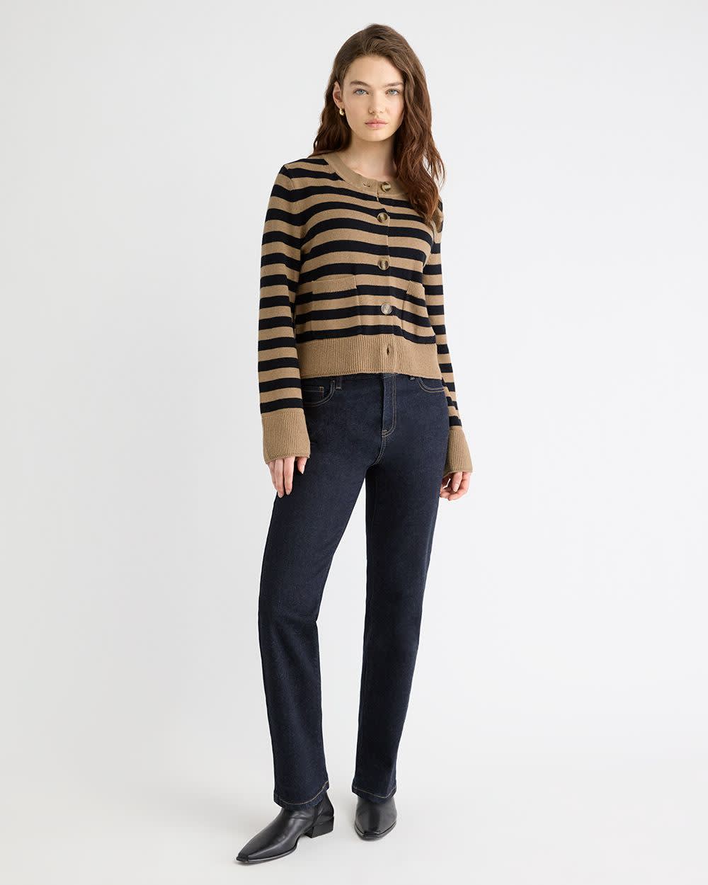 Cardigan Ample Court en Laine Mérinos avec Poches