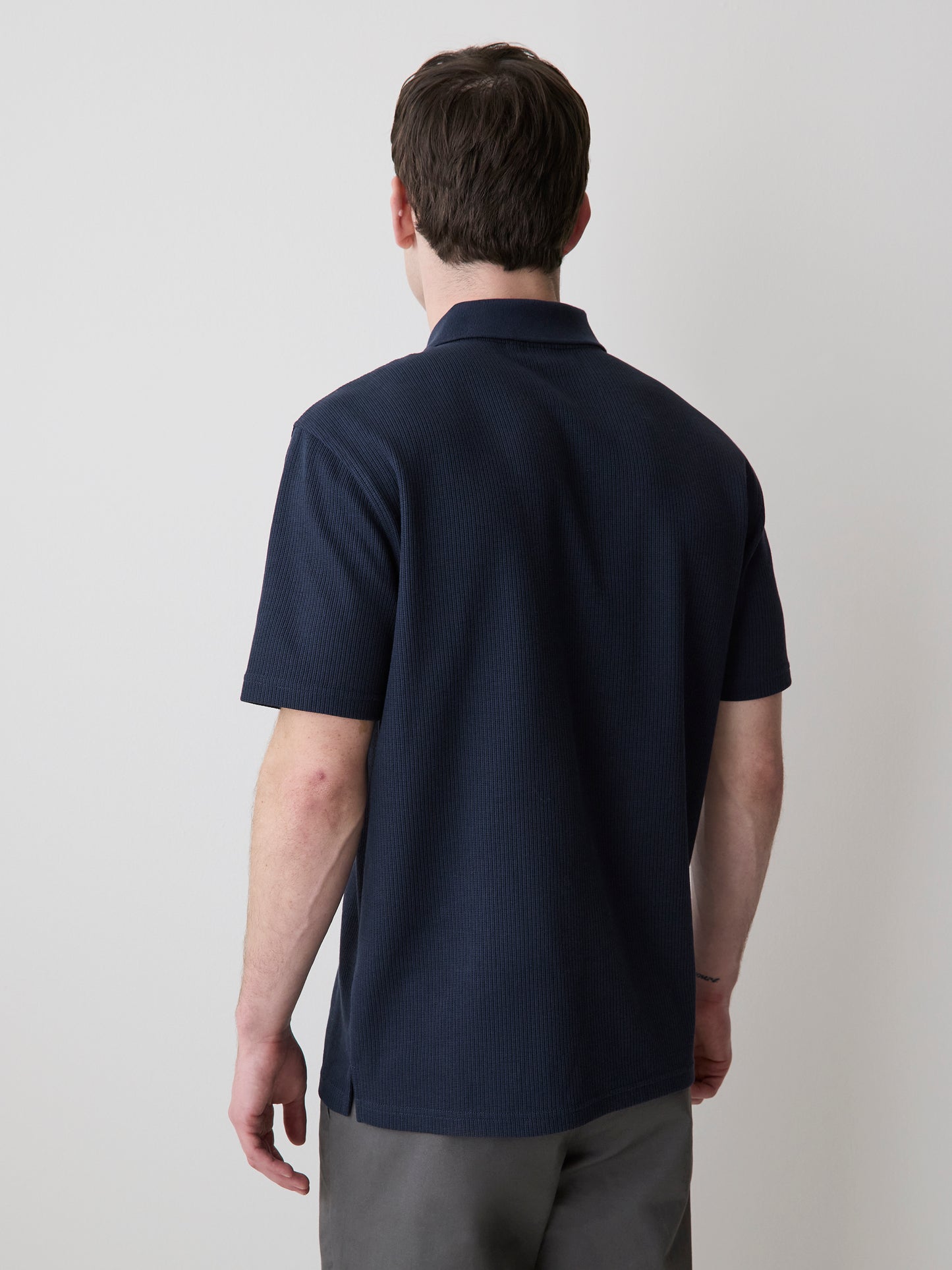 Short-Sleeve Ribbed Quarter-Zip Polo