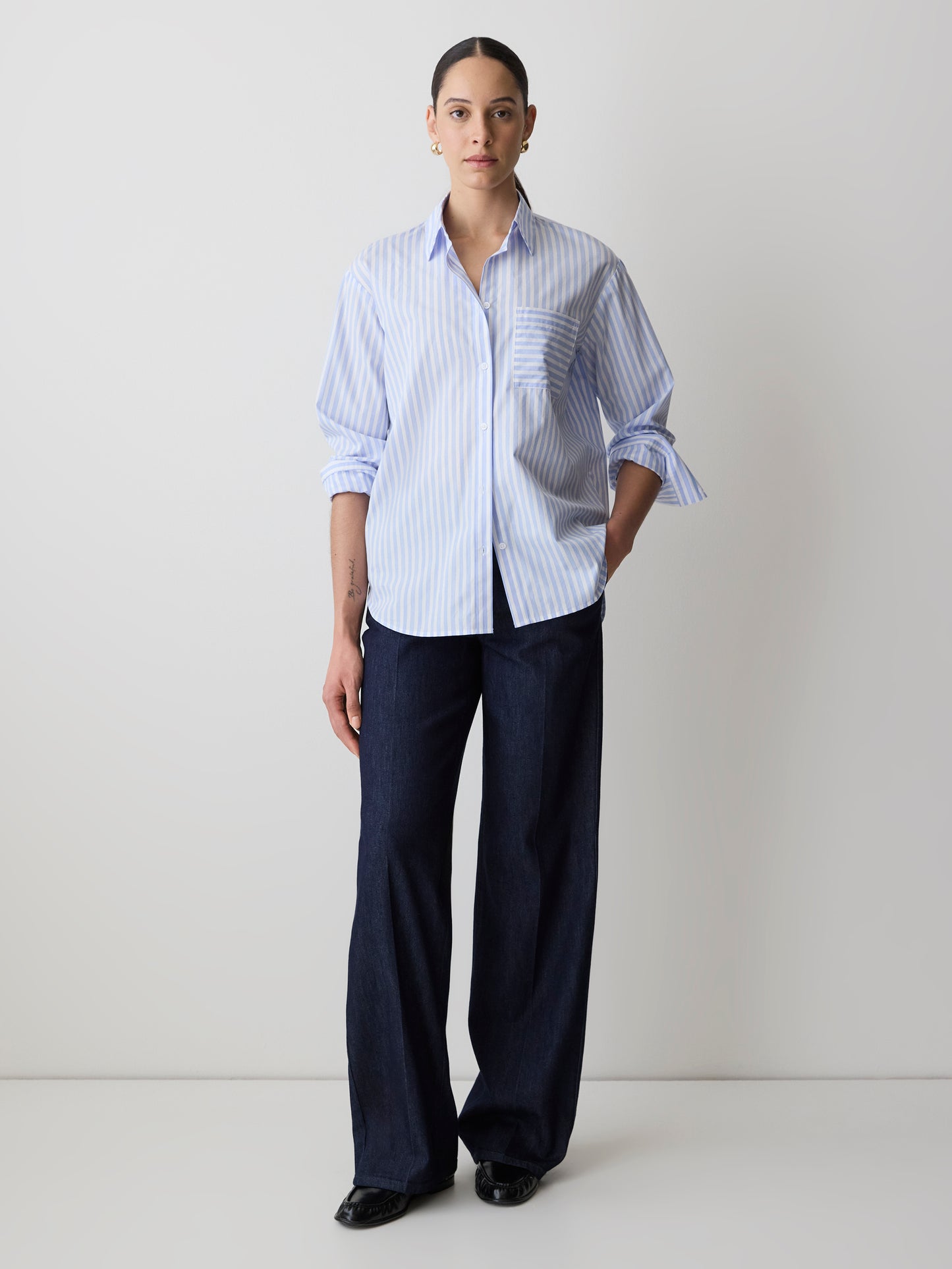 Striped Long-Sleeve Poplin Shirt