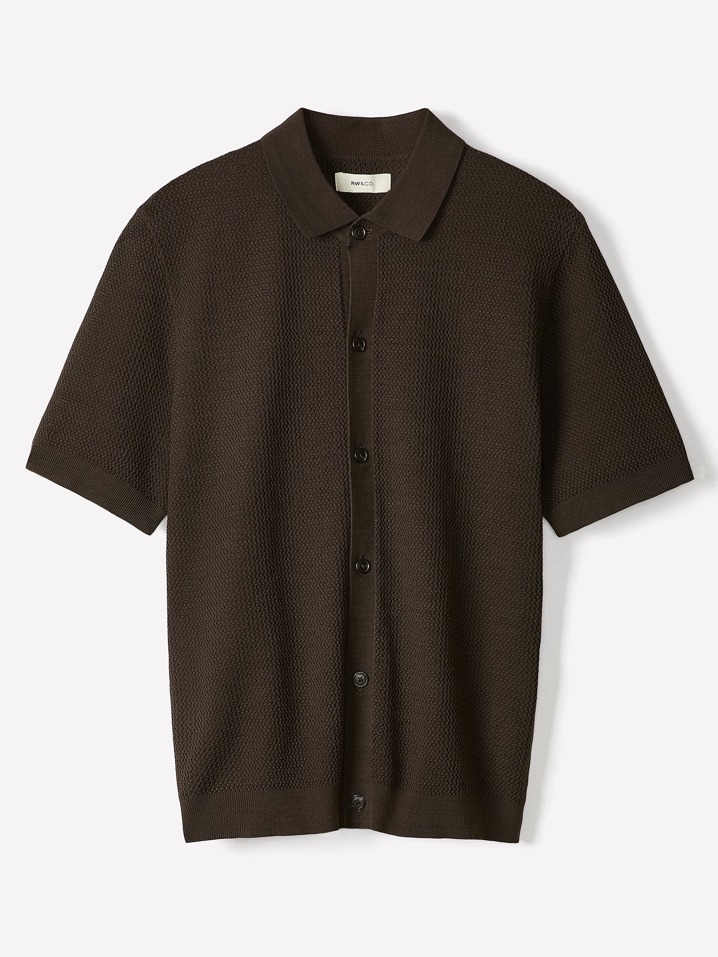 Short-Sleeve Textured Shirt Sweater