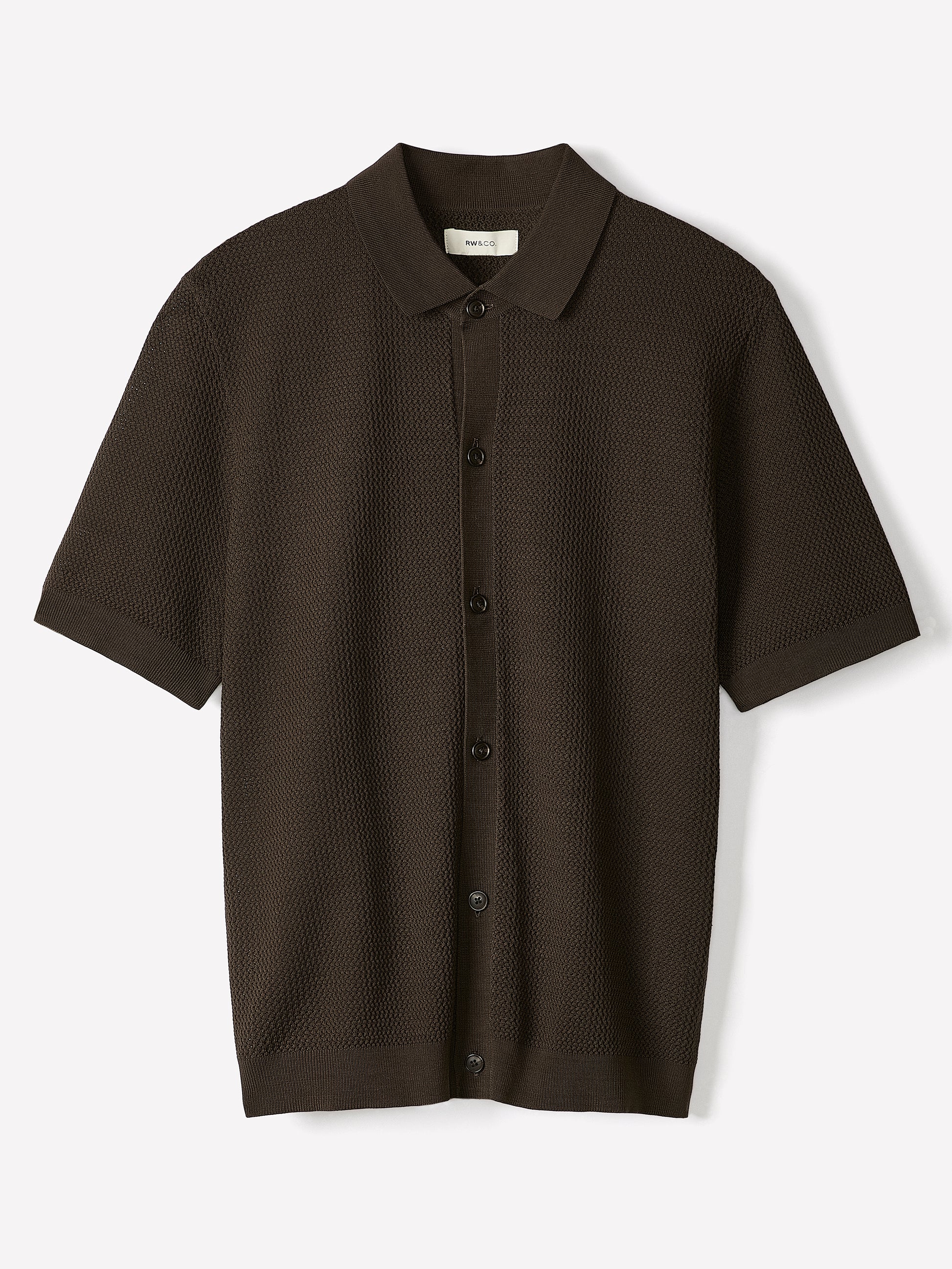 Short-Sleeve Textured Shirt Sweater