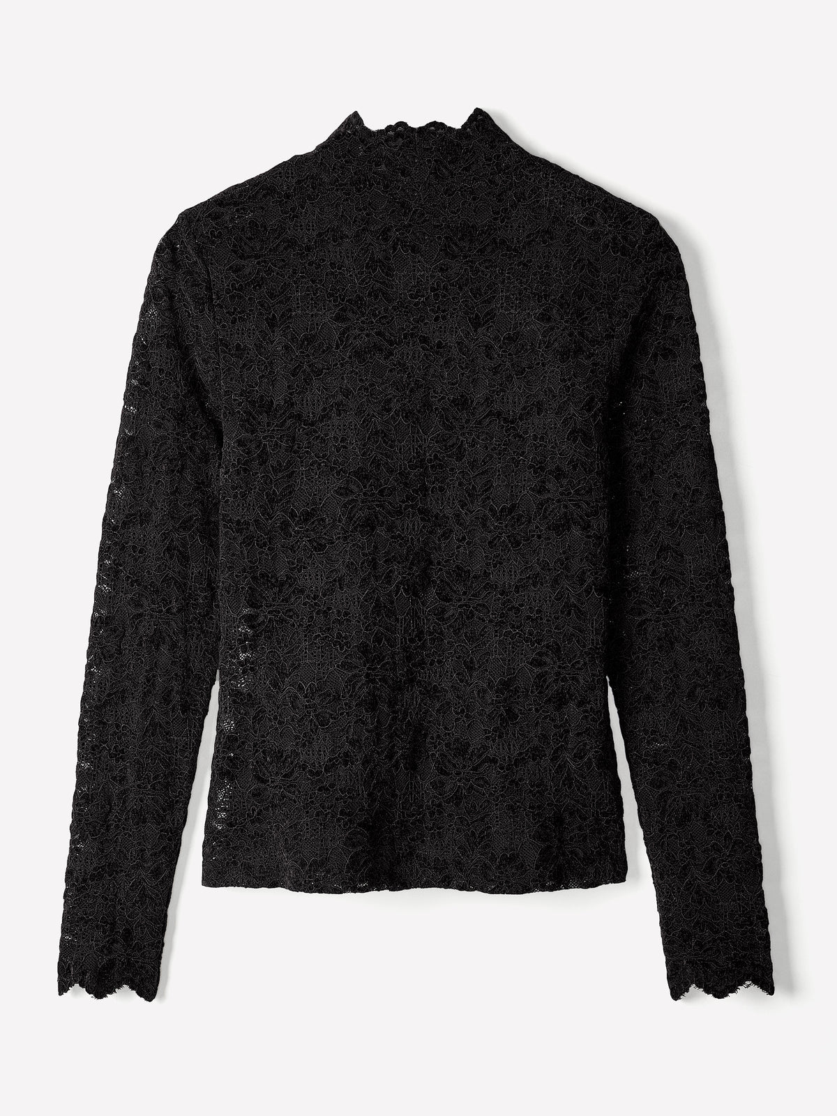 Long-Sleeve Mock-Neck Lace Top