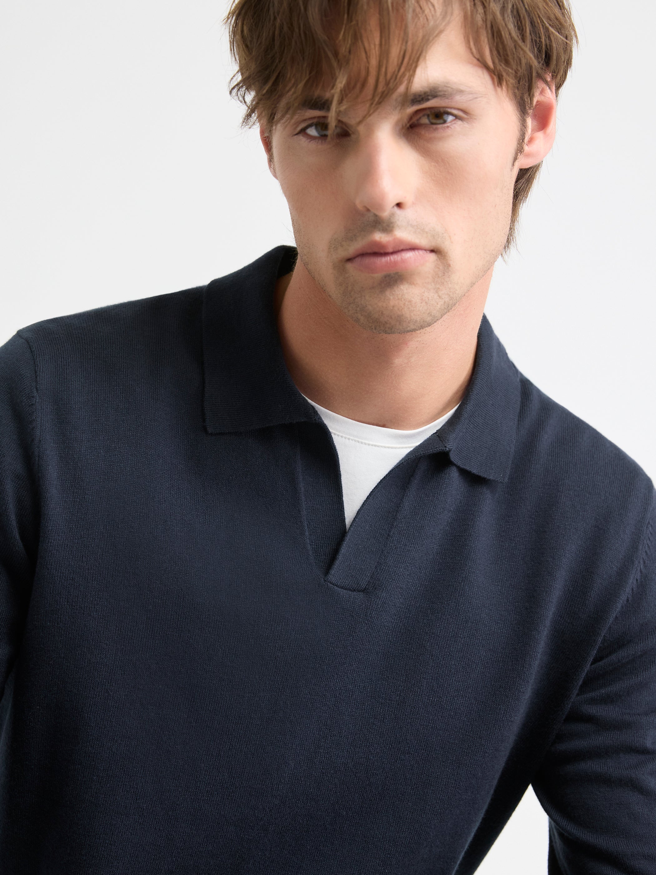 Long-Sleeve Sweater with Johnny Collar