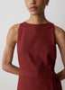 Sleeveless Boat-Neck Linen-Blend Mini Dress