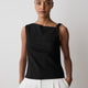 Woven Linen Blend Shell Blouse with Shoulder Twist