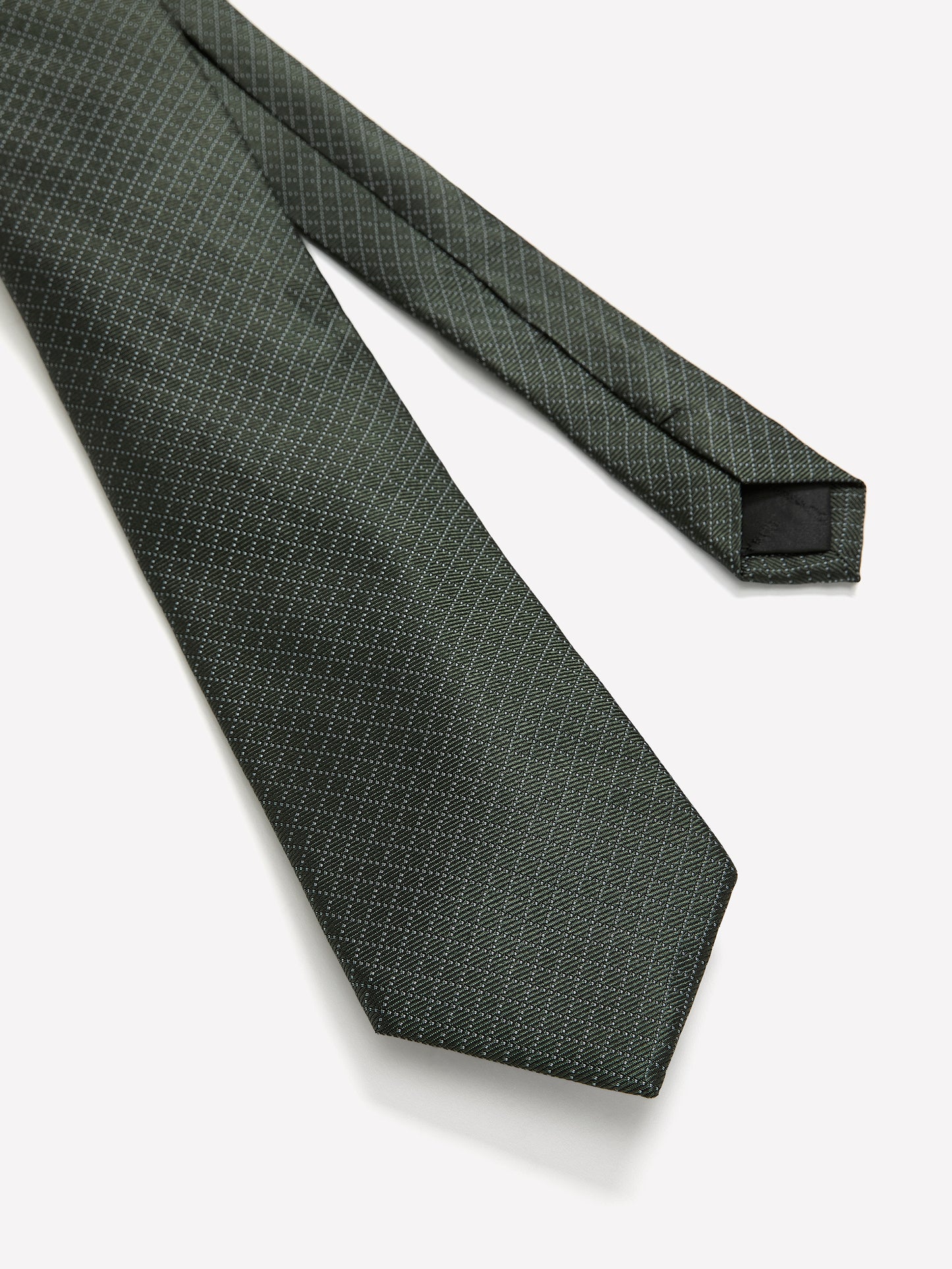 Dark Green Regular Tie with Square Geometric Pattern
