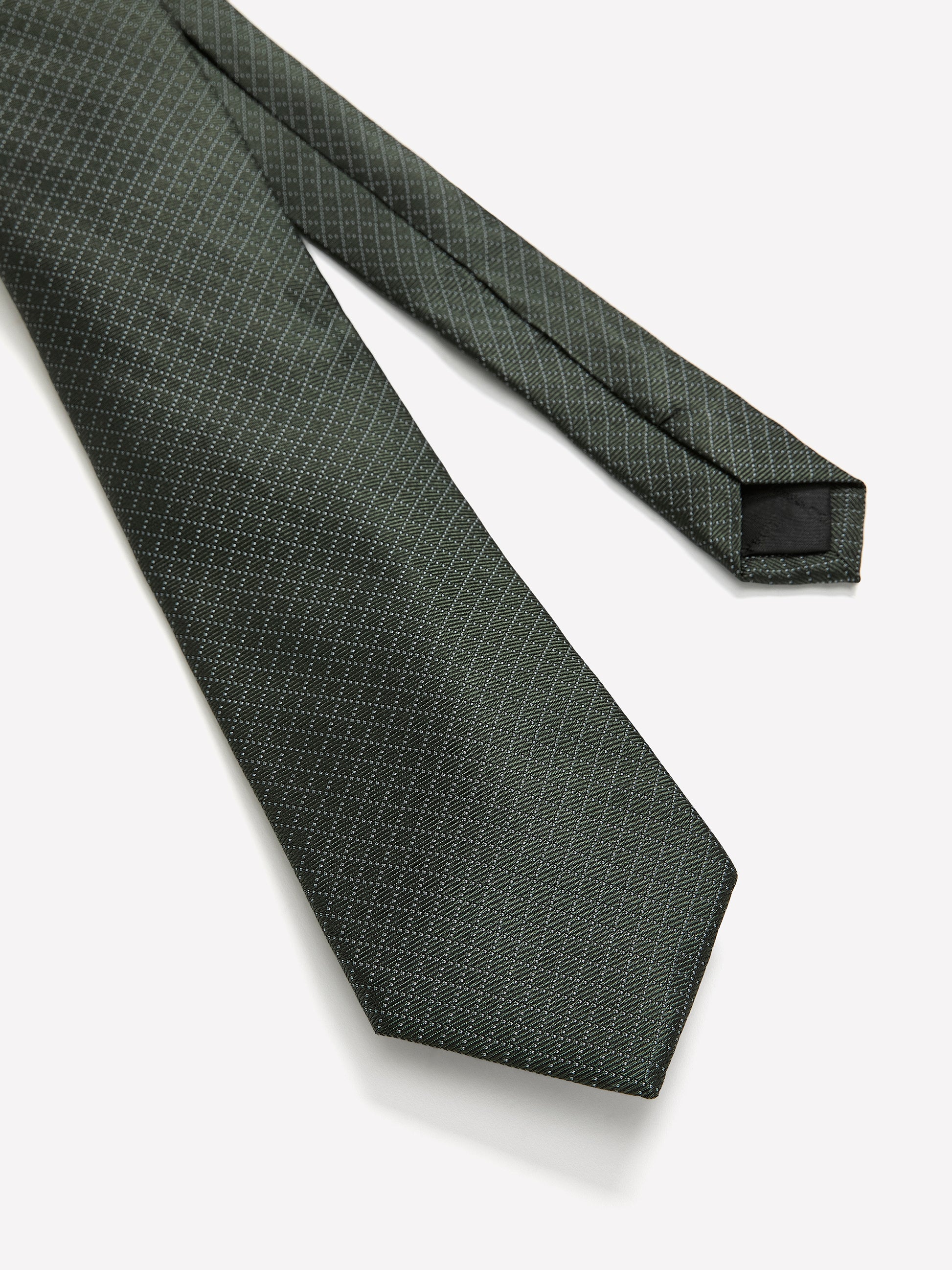 Dark Green Regular Tie with Square Geometric Pattern