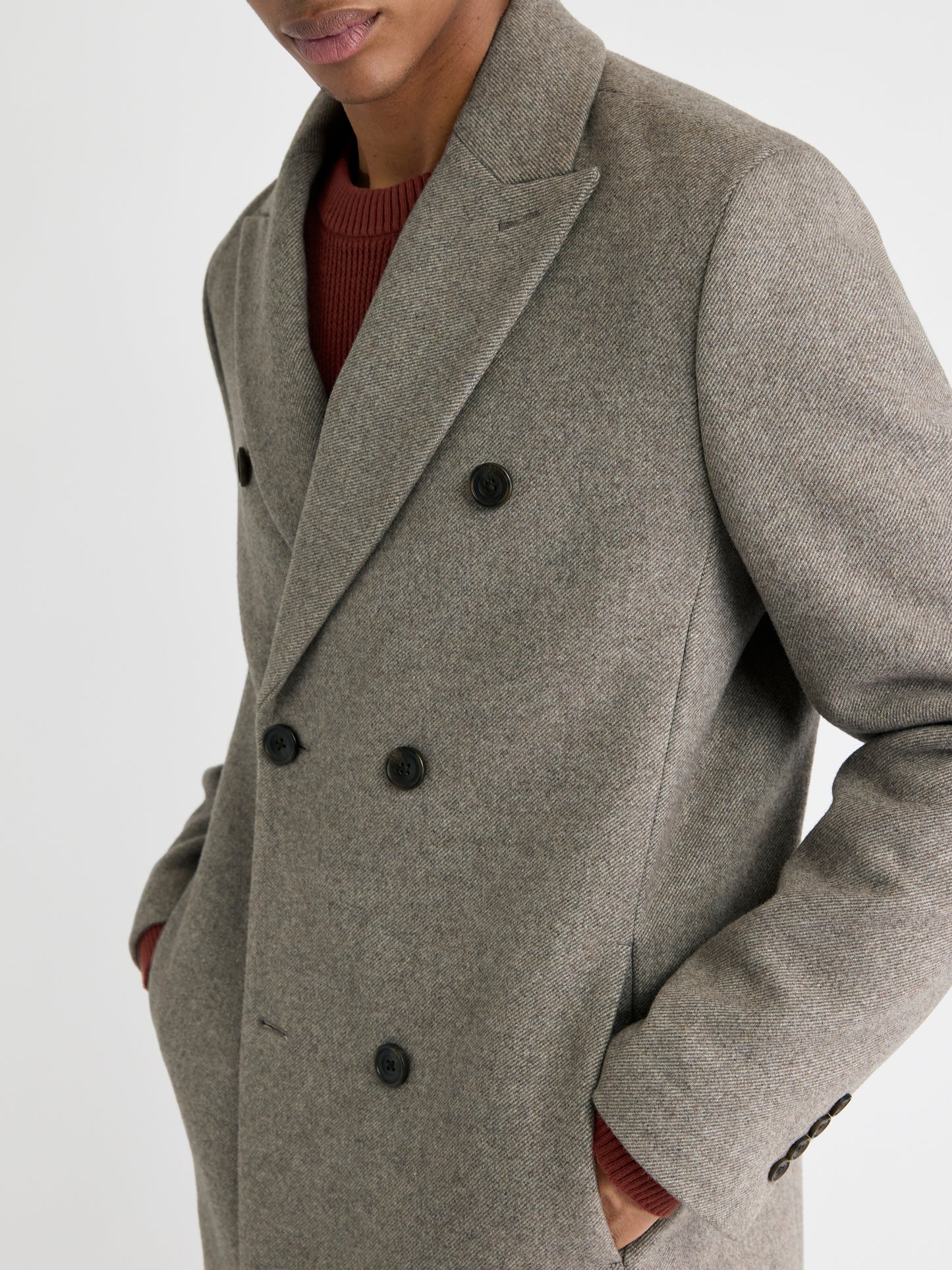 Short Double-Breasted Wool Coat