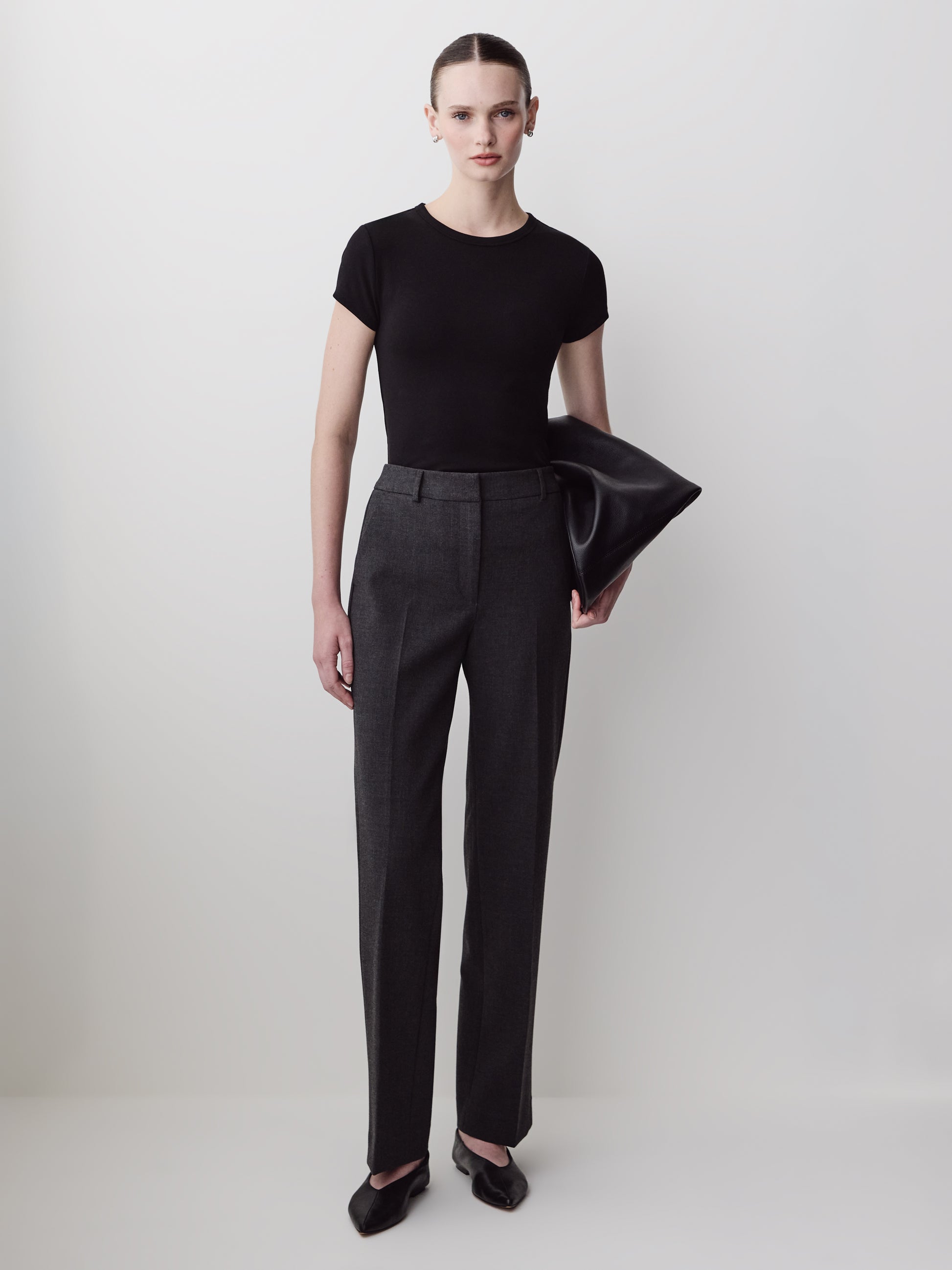 Short-Sleeve Crew-Neck Ribbed Basic Tee