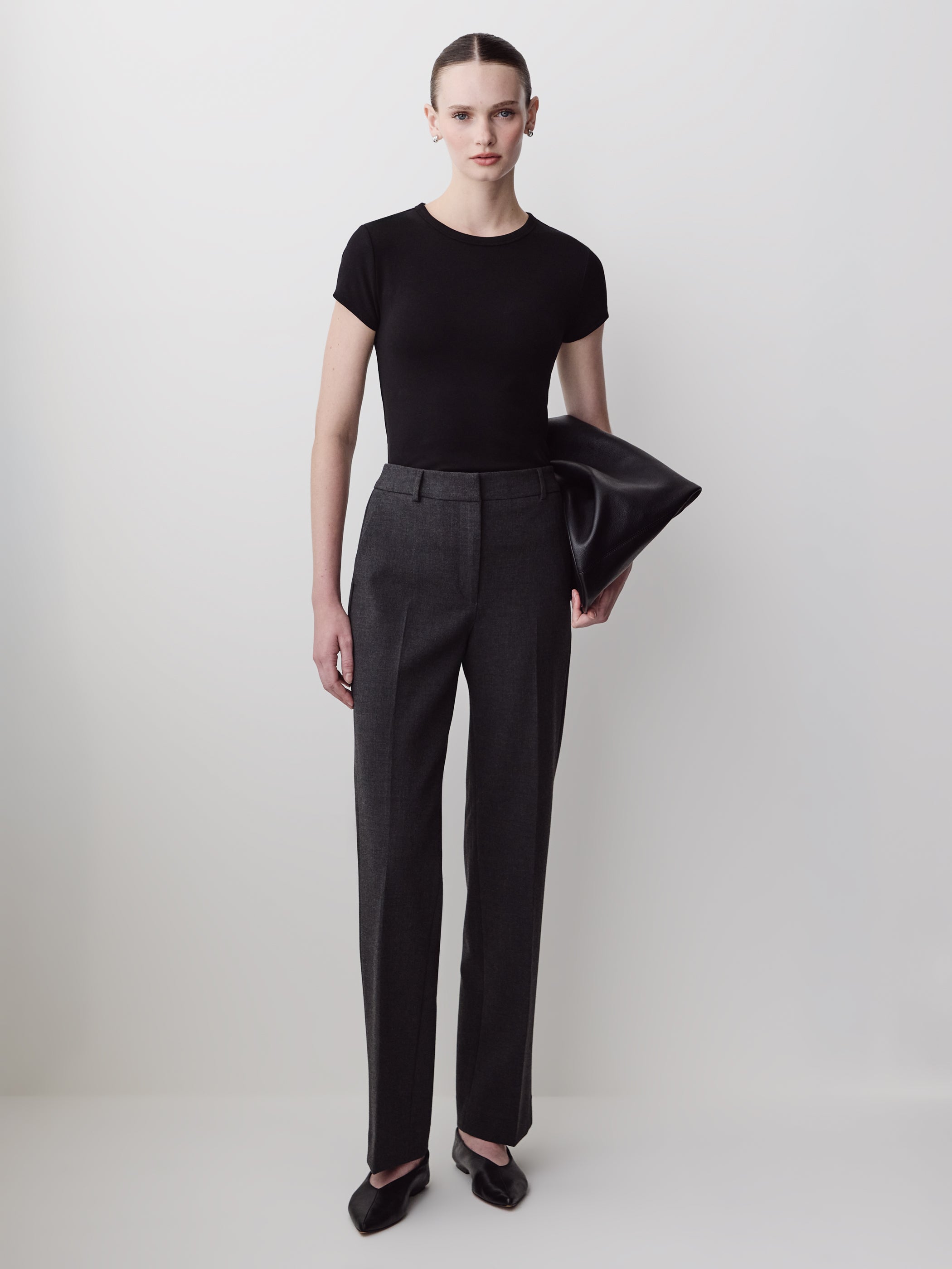Short-Sleeve Crew-Neck Ribbed Basic Tee