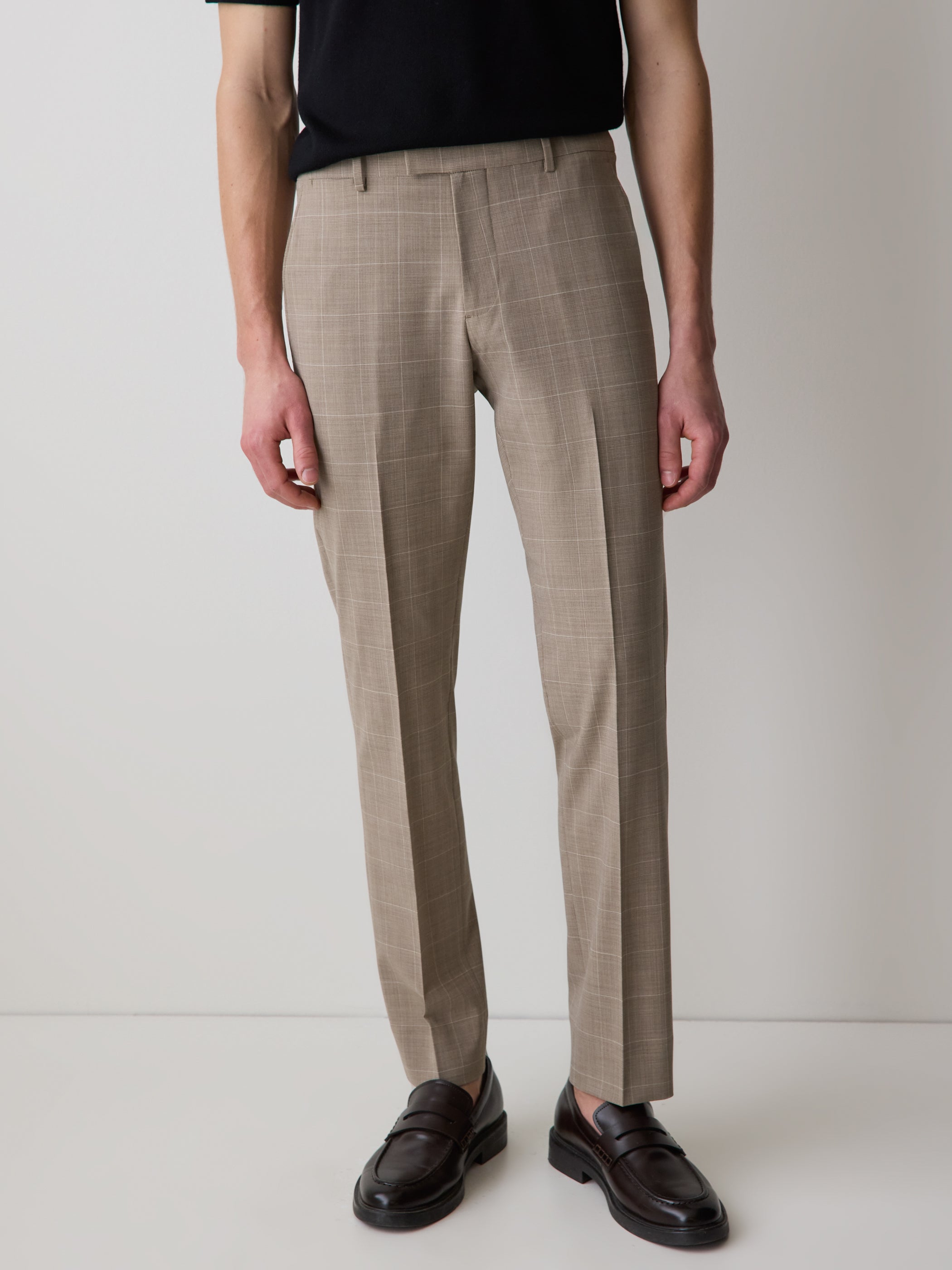 Slim Fit Wool Check Suit Pant