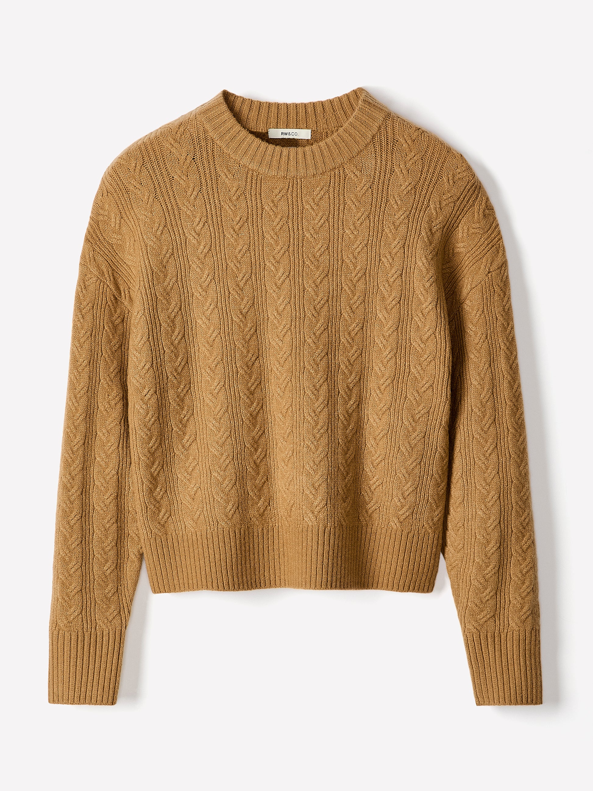 Long-Sleeve Crew-Neck Sweater with Cable Stitches