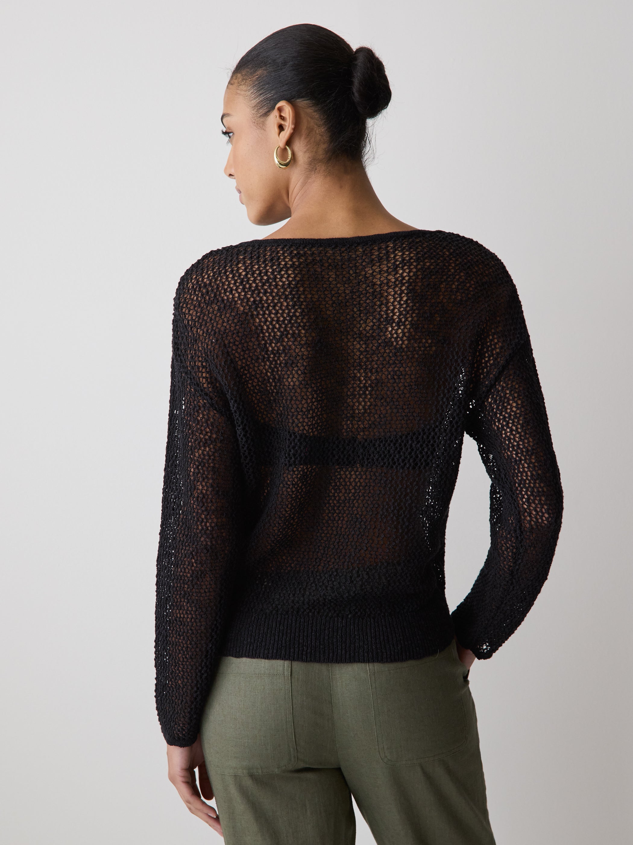 Women's Long-Sleeve Crew-Neck Mesh Sweater Classic Fit – RW&CO