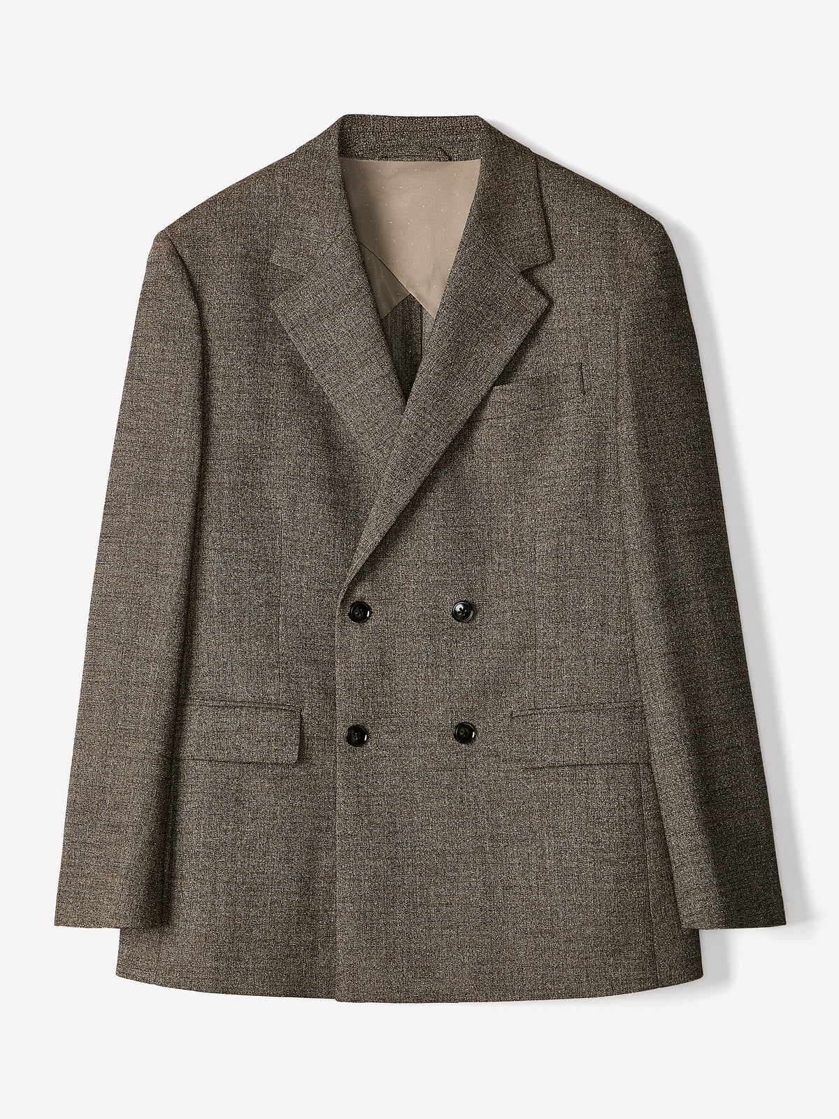 Tailored-Fit Double-Breasted Tweed Suit Blazer