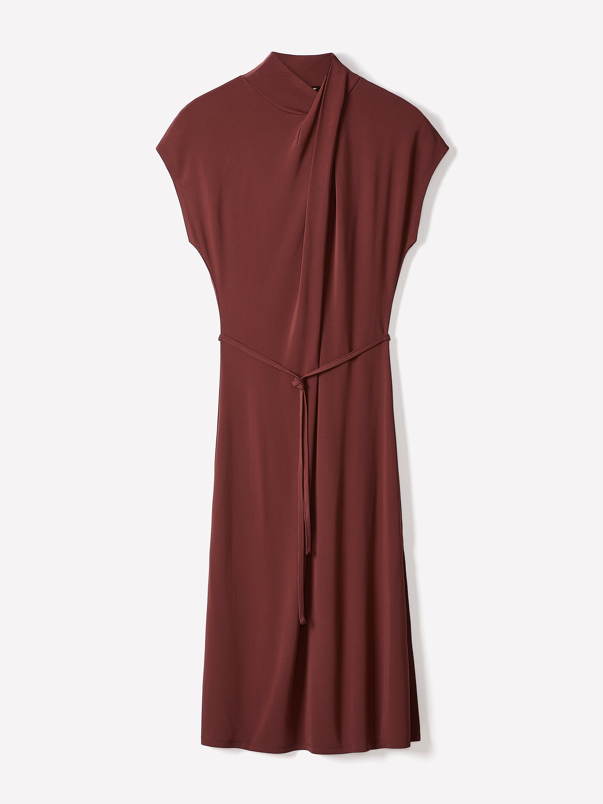 Knit Midi Dress With Belted Neck
