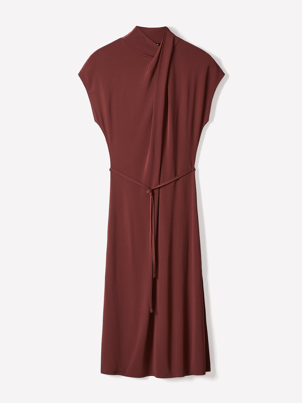 Knit Midi Dress With Belted Neck