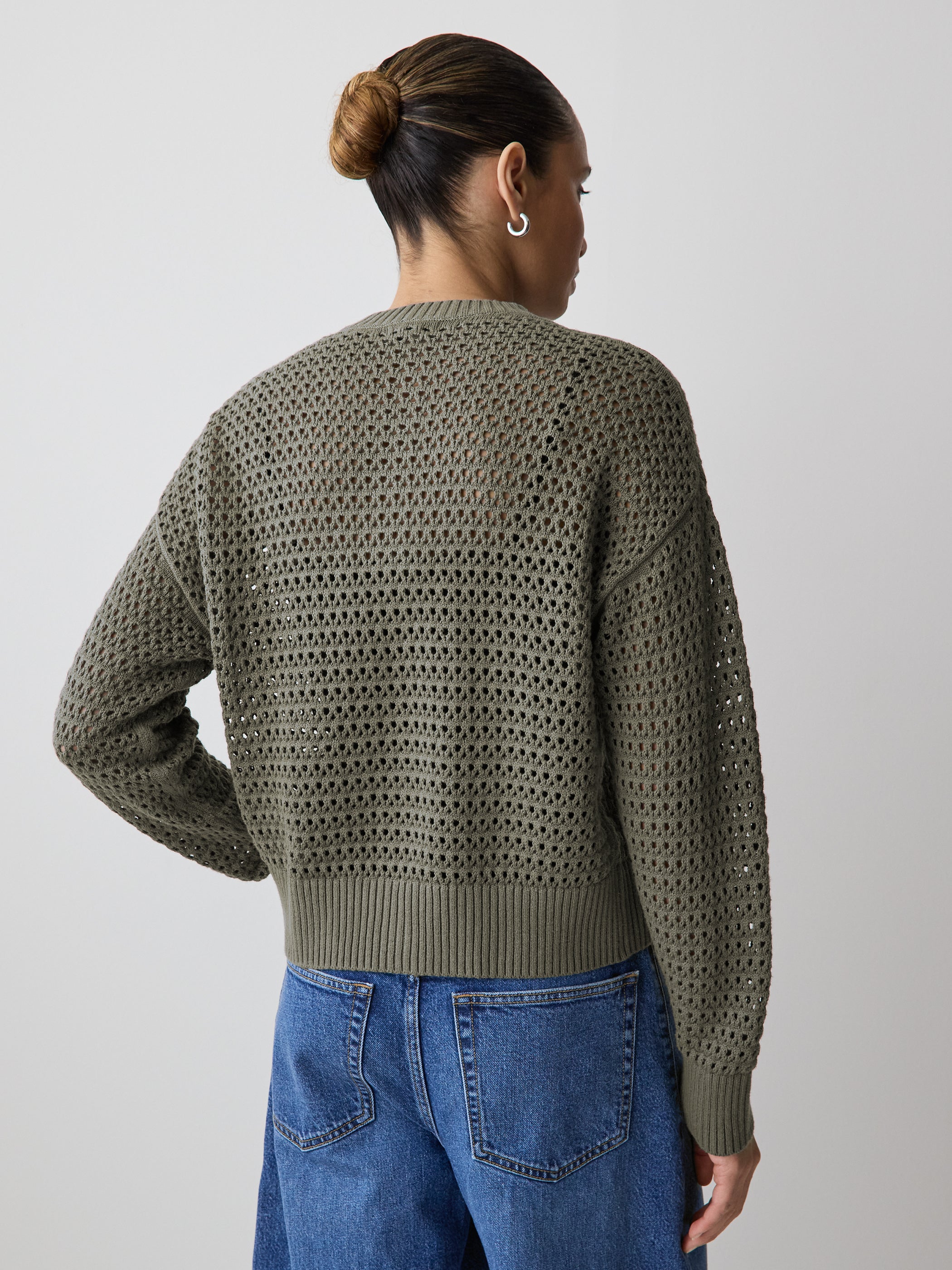 Cardigan en Mailles Ajourées à Manches Longues