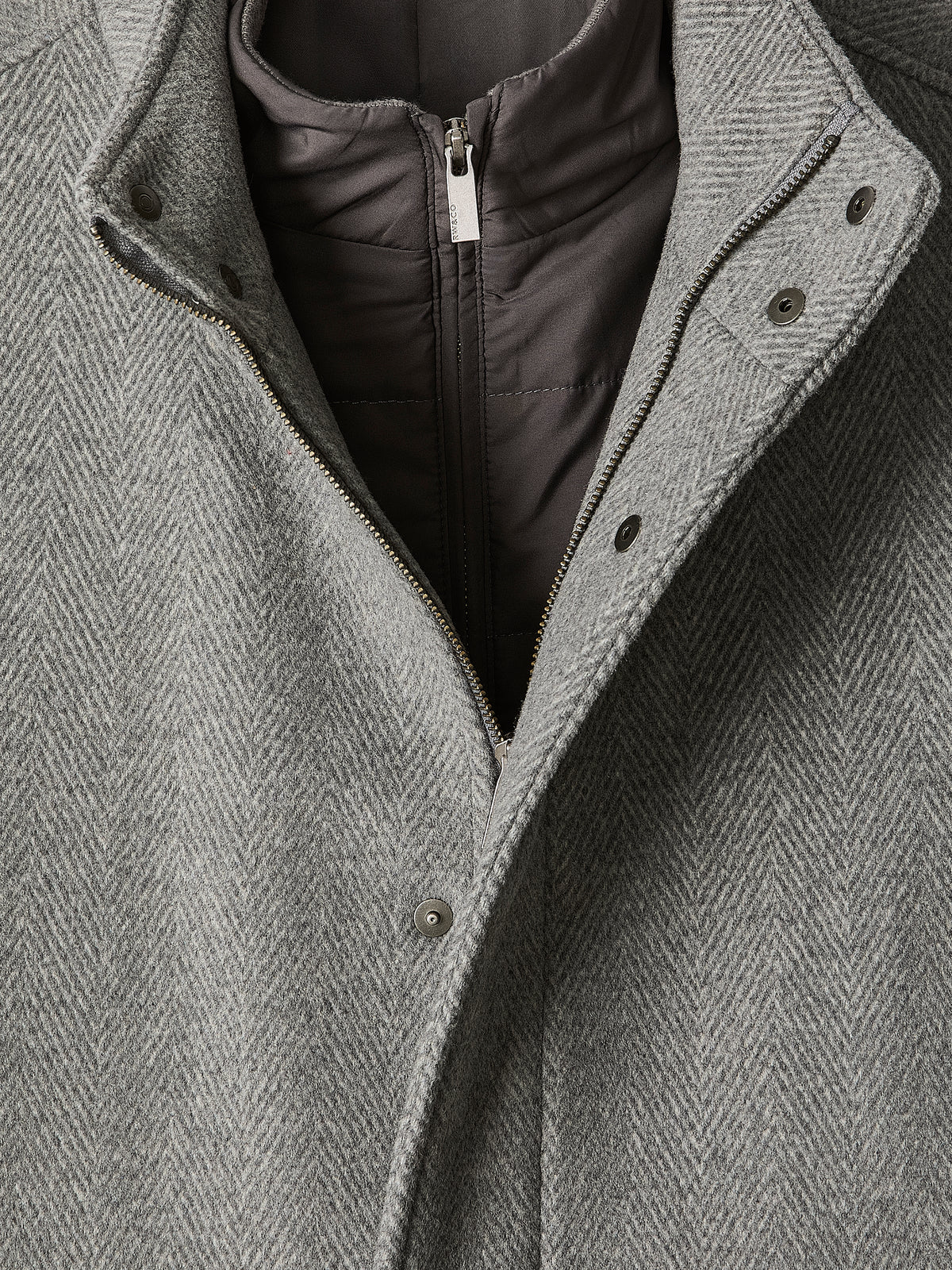 Wool Blend Funnel Topcoat for Men