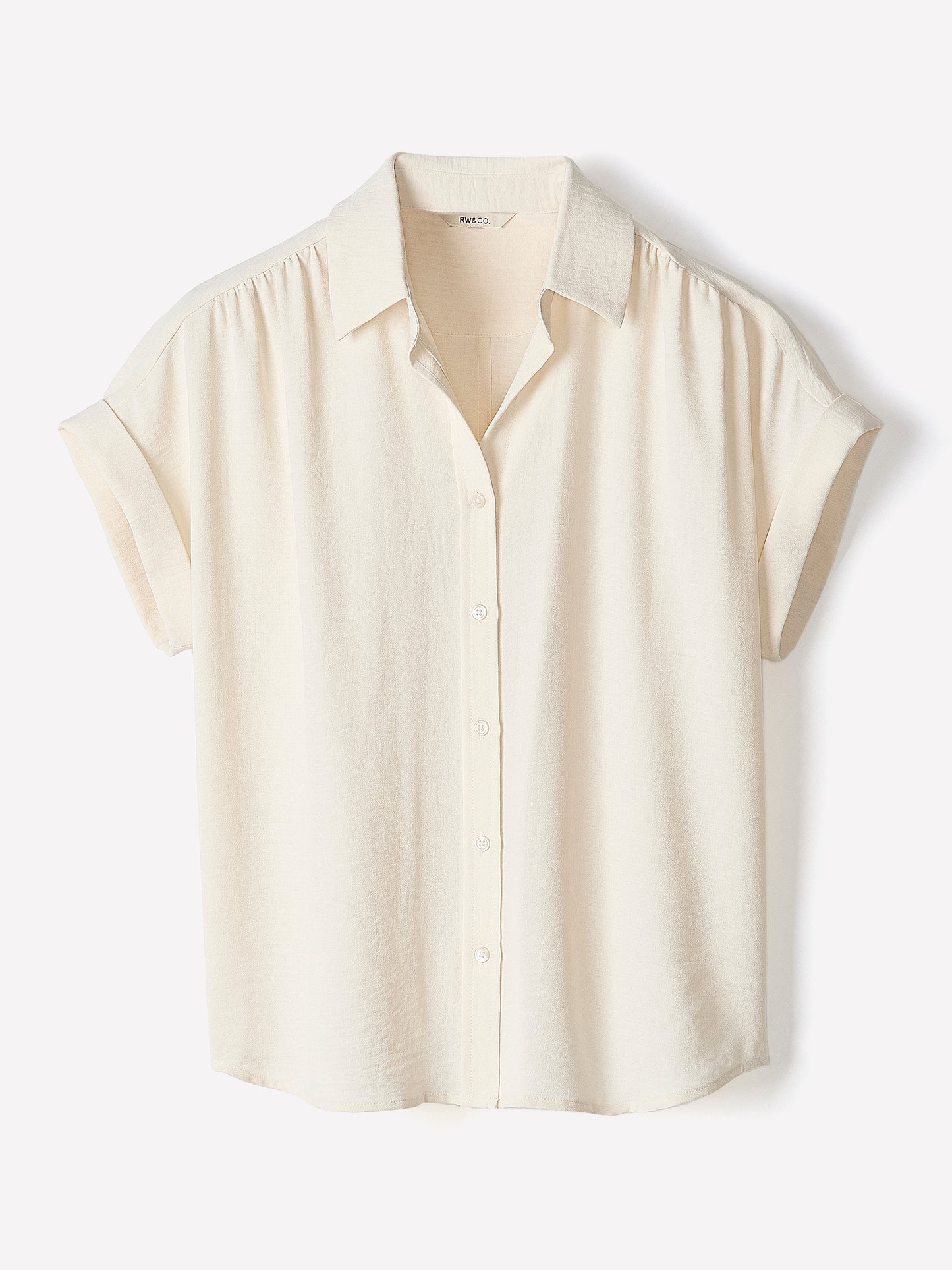 Short-Sleeve Buttoned-Down Blouse