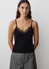 Merino-Wool V-Neck Cami with Lace Trim