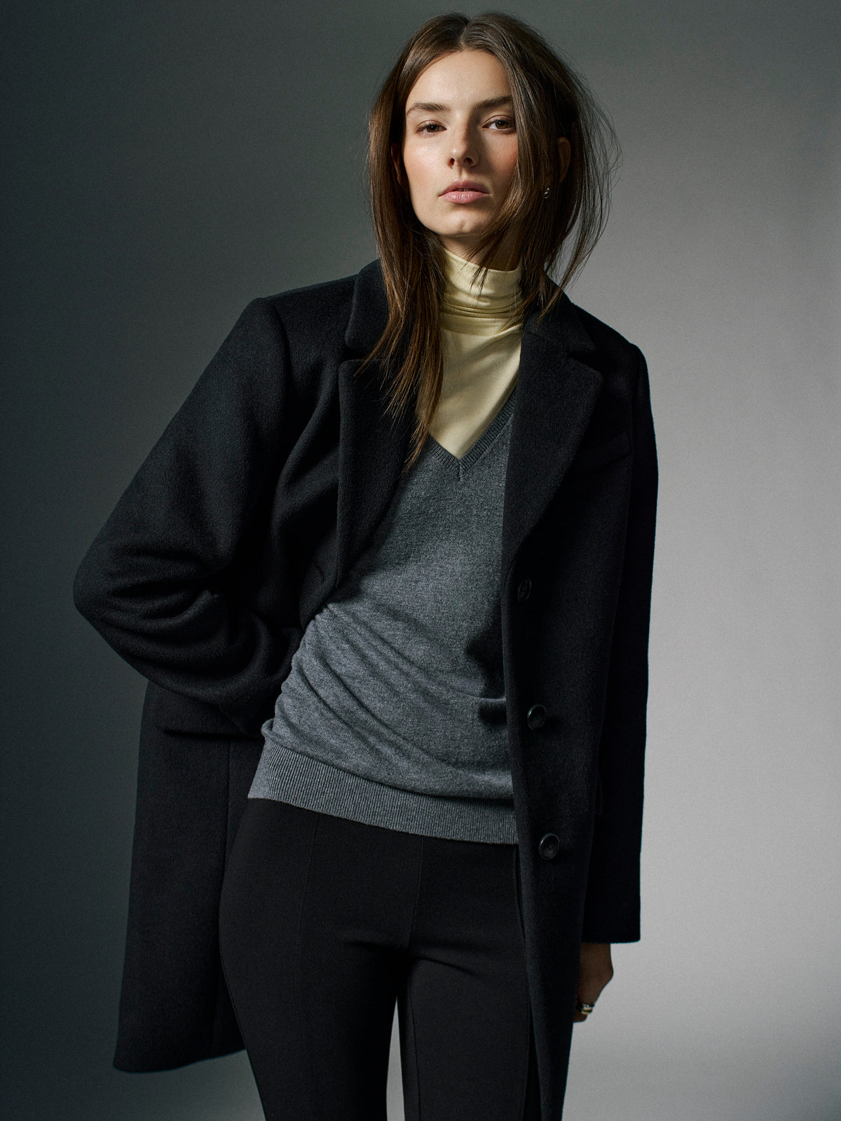 Classic Wool-Blend Three-Button Coat