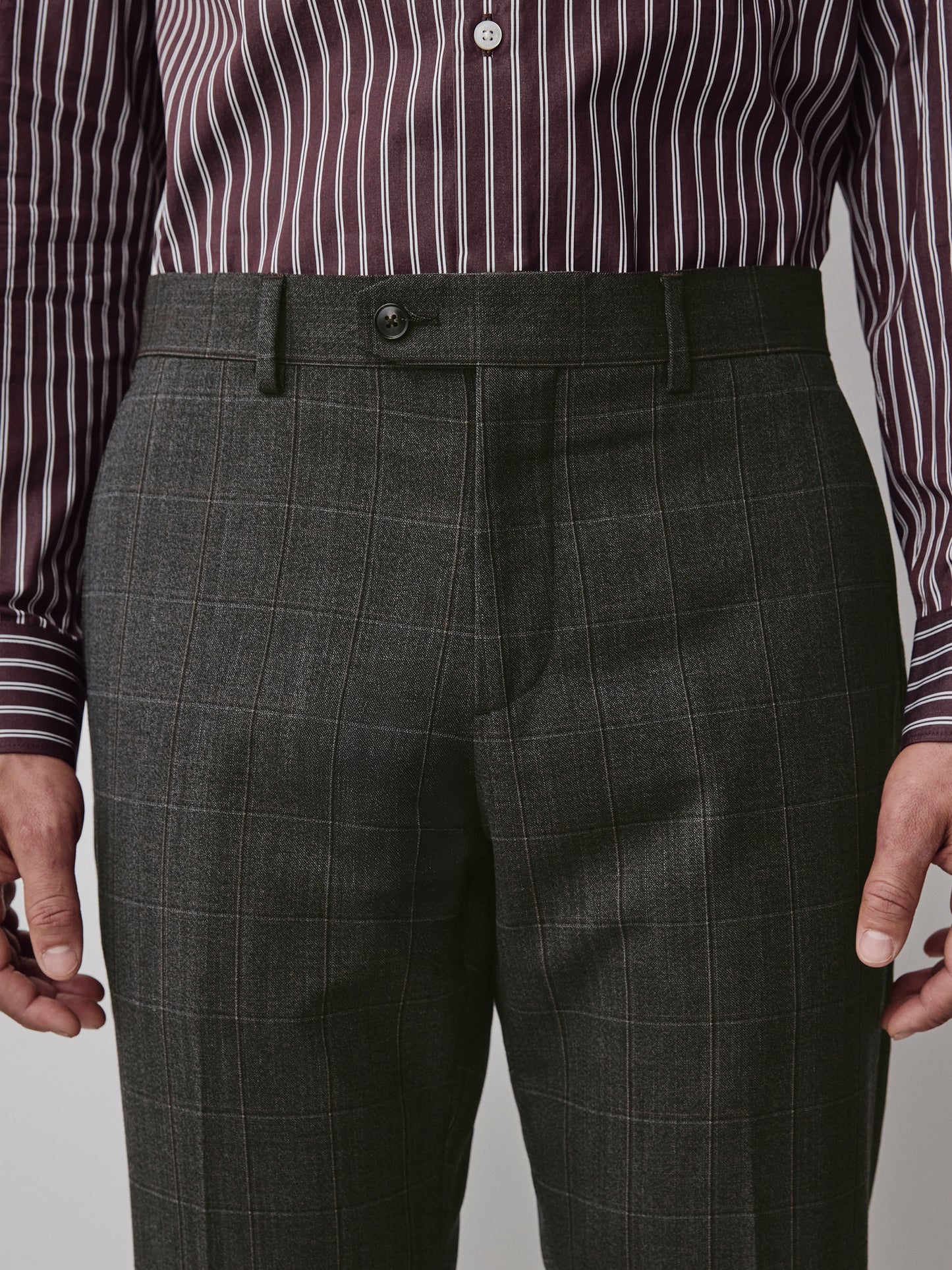 Slim Fit Wool Blend Charcoal Check Blazer