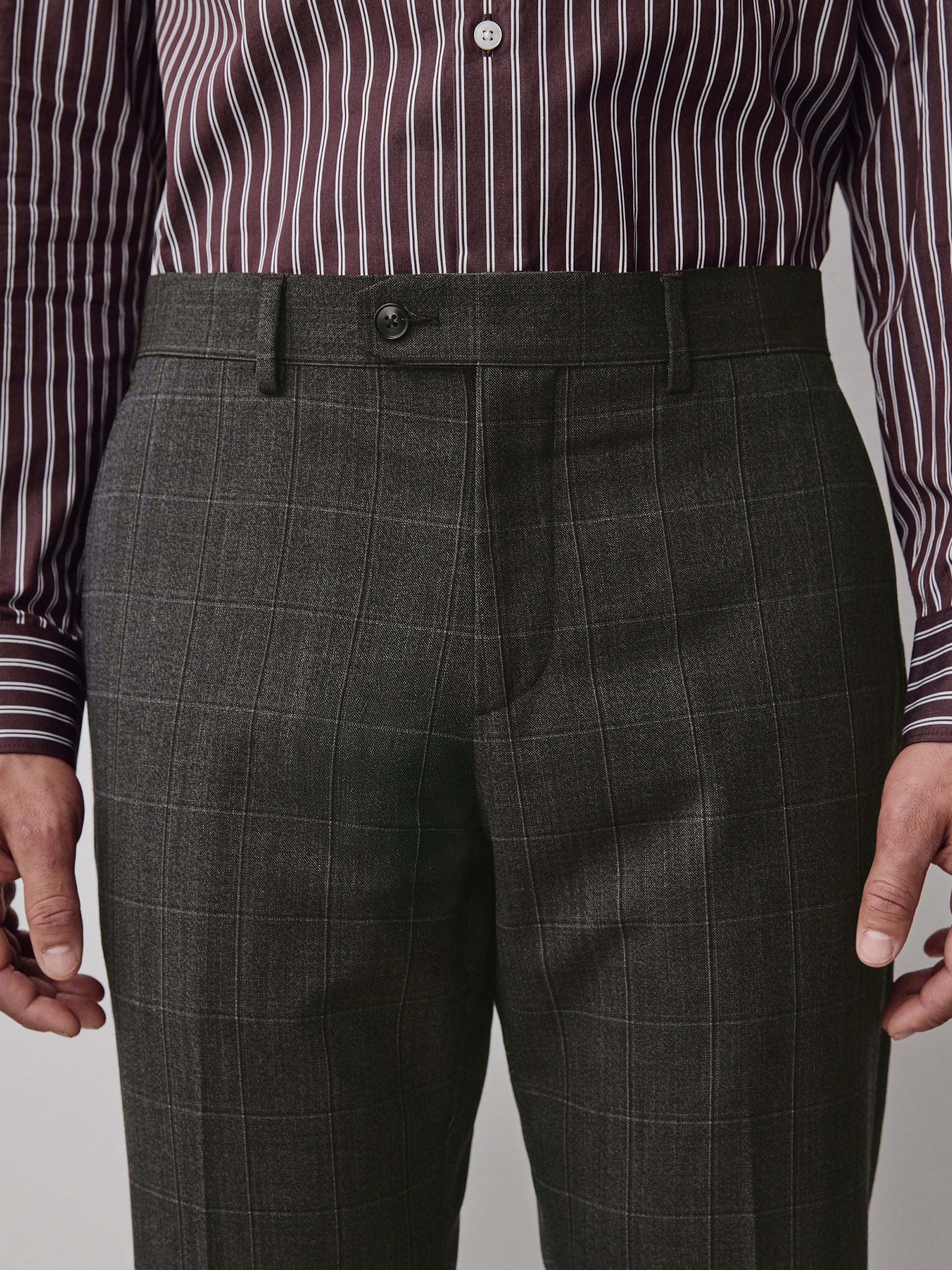 Slim Fit Wool Blend Charcoal Check Blazer