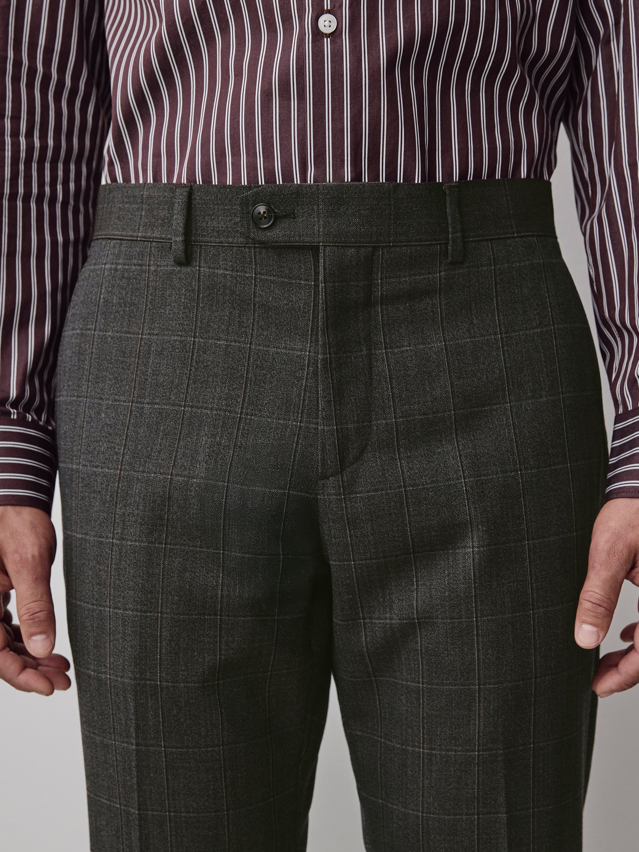 Slim Fit Wool Blend Charcoal Check Blazer