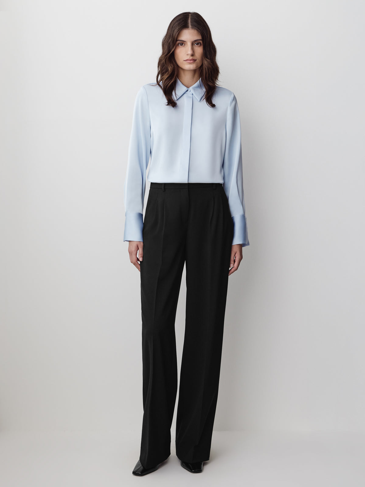 Woven Satin Long Sleeve Shirt
