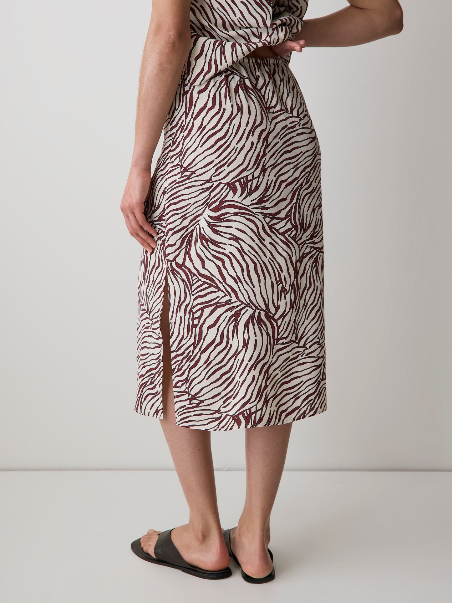 Jupe Midi à Coupe Droite à Taille Haute