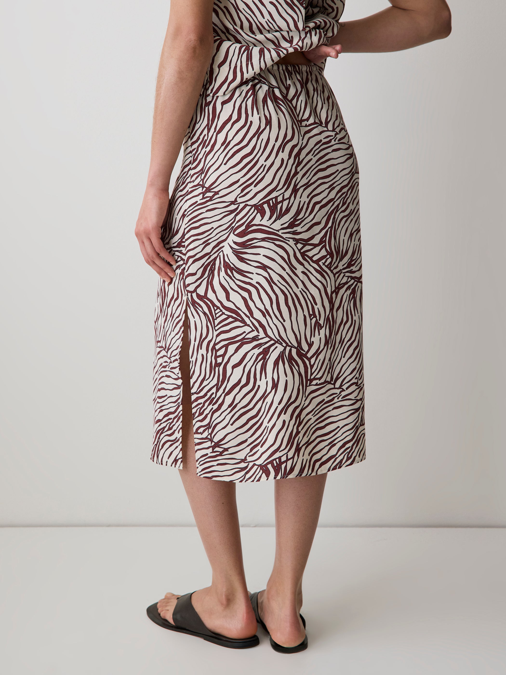 Jupe Midi à Coupe Droite à Taille Haute