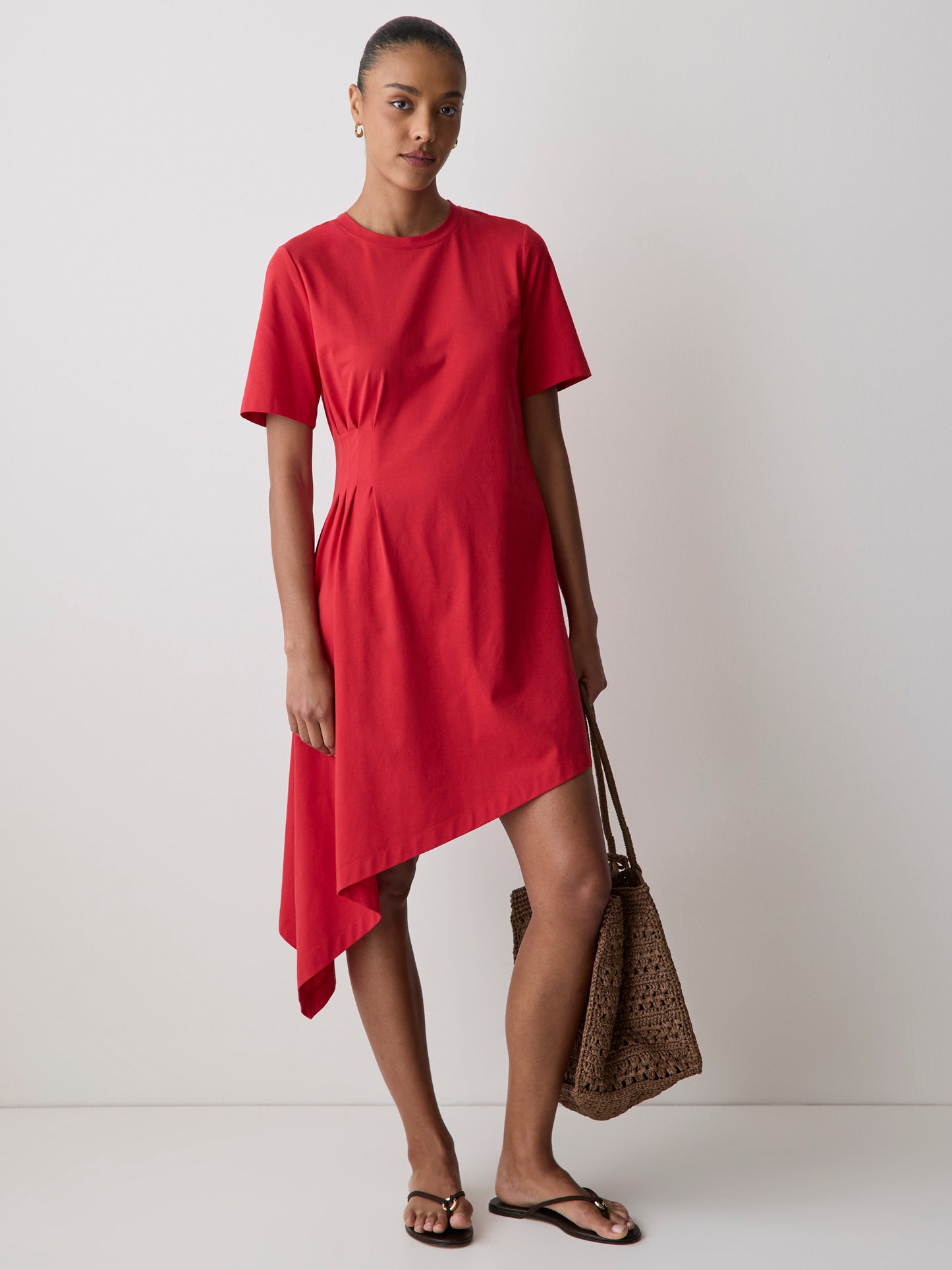 Asymmetric Cotton Jersey Knit Dress