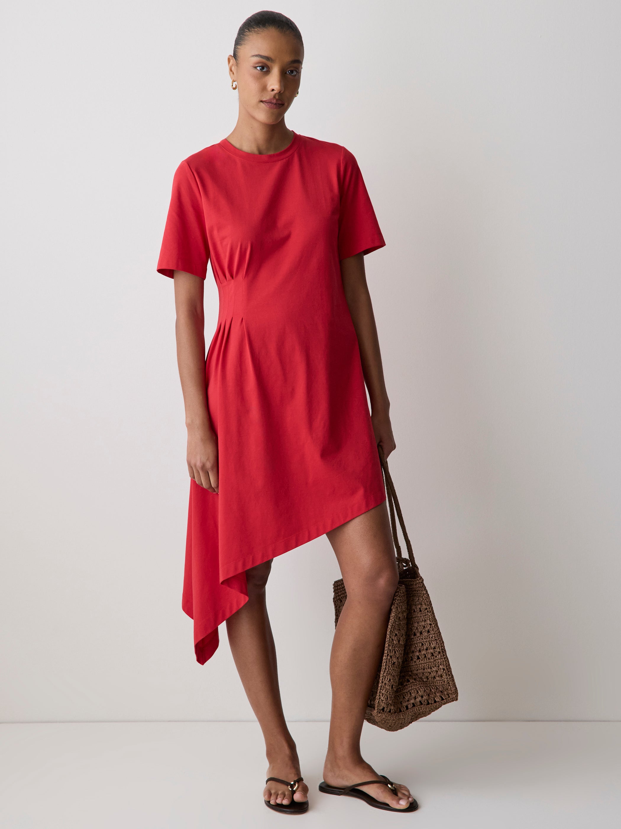 Asymmetric Cotton Jersey Knit Dress