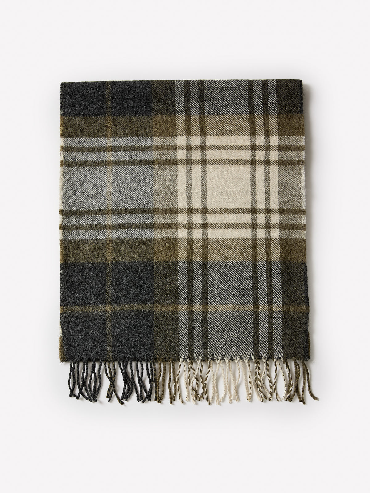 Plaid Scarf with Fringes