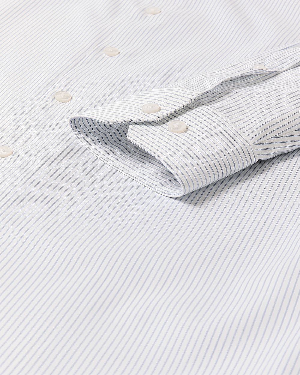 White Tailored Fit Dress Shirt with Blue Stripes