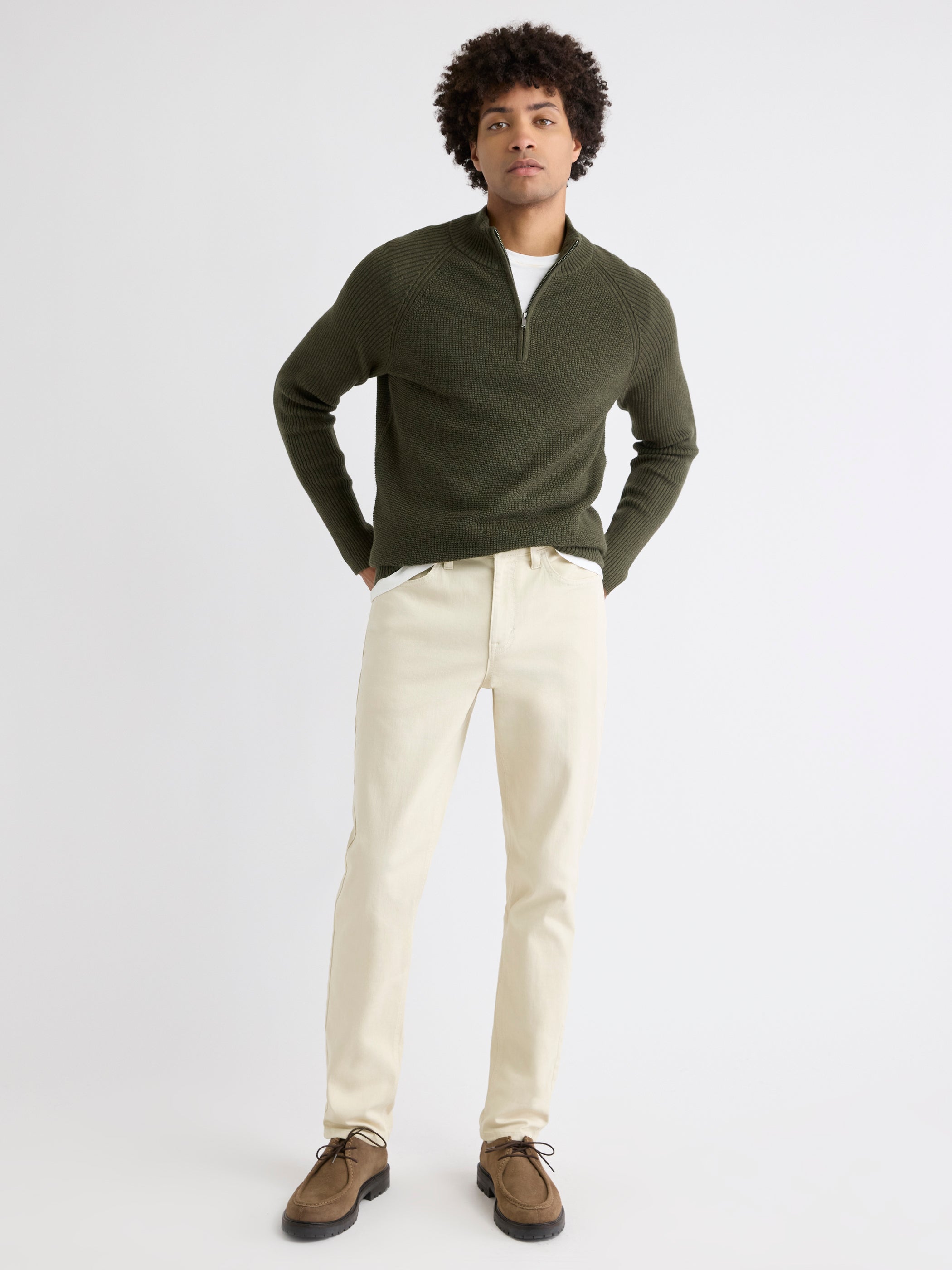 Long-Sleeve Half-Zip Mock-Neck Sweater